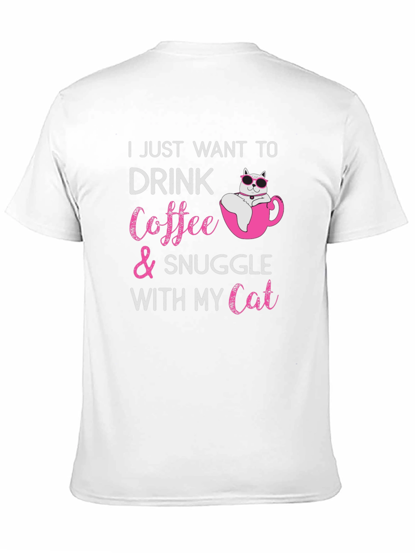 Cat & Coffee Snuggle Black T-Shirt