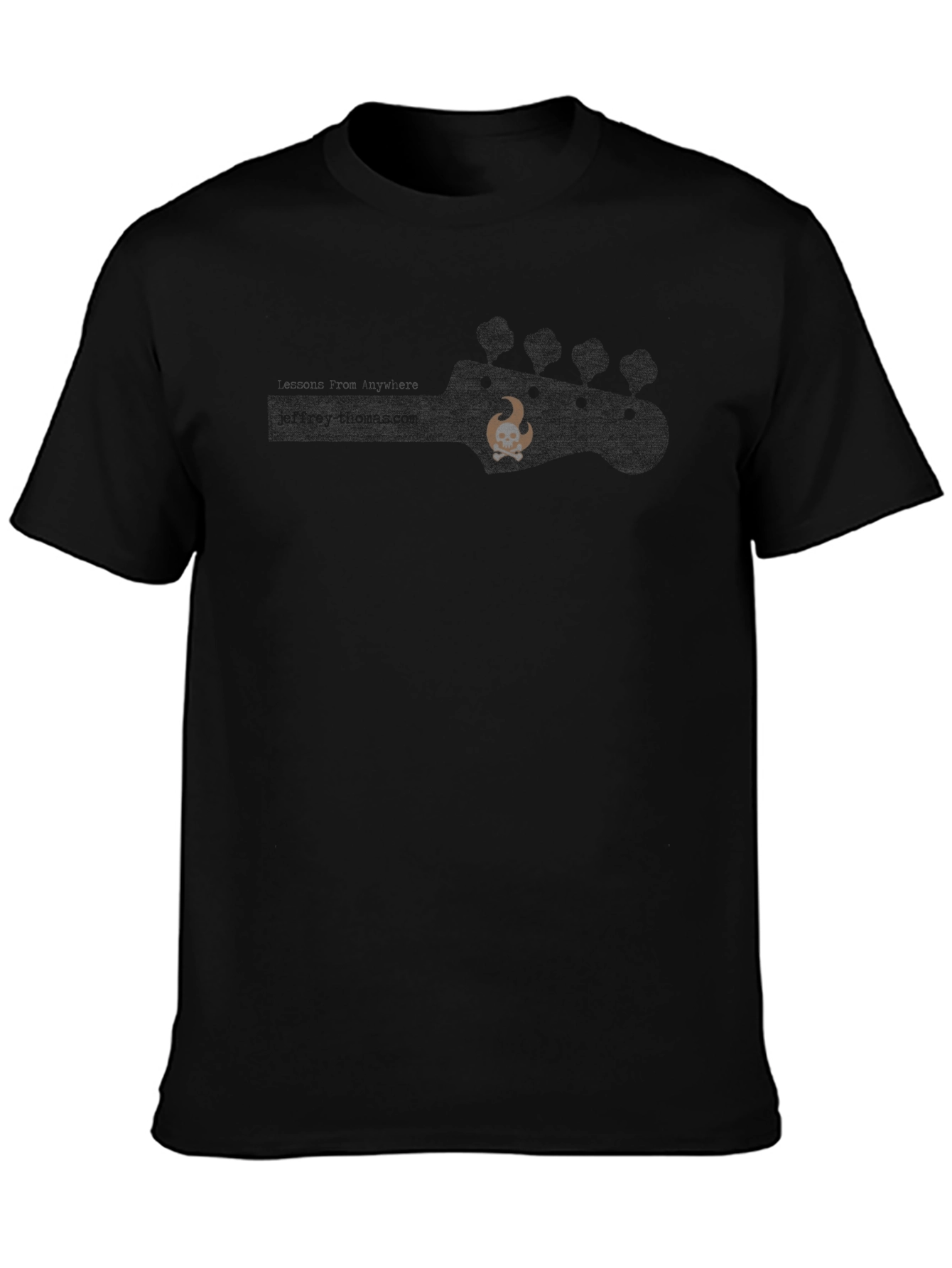 Mens Black Crew Neck T-Shirt with Skull Graphic