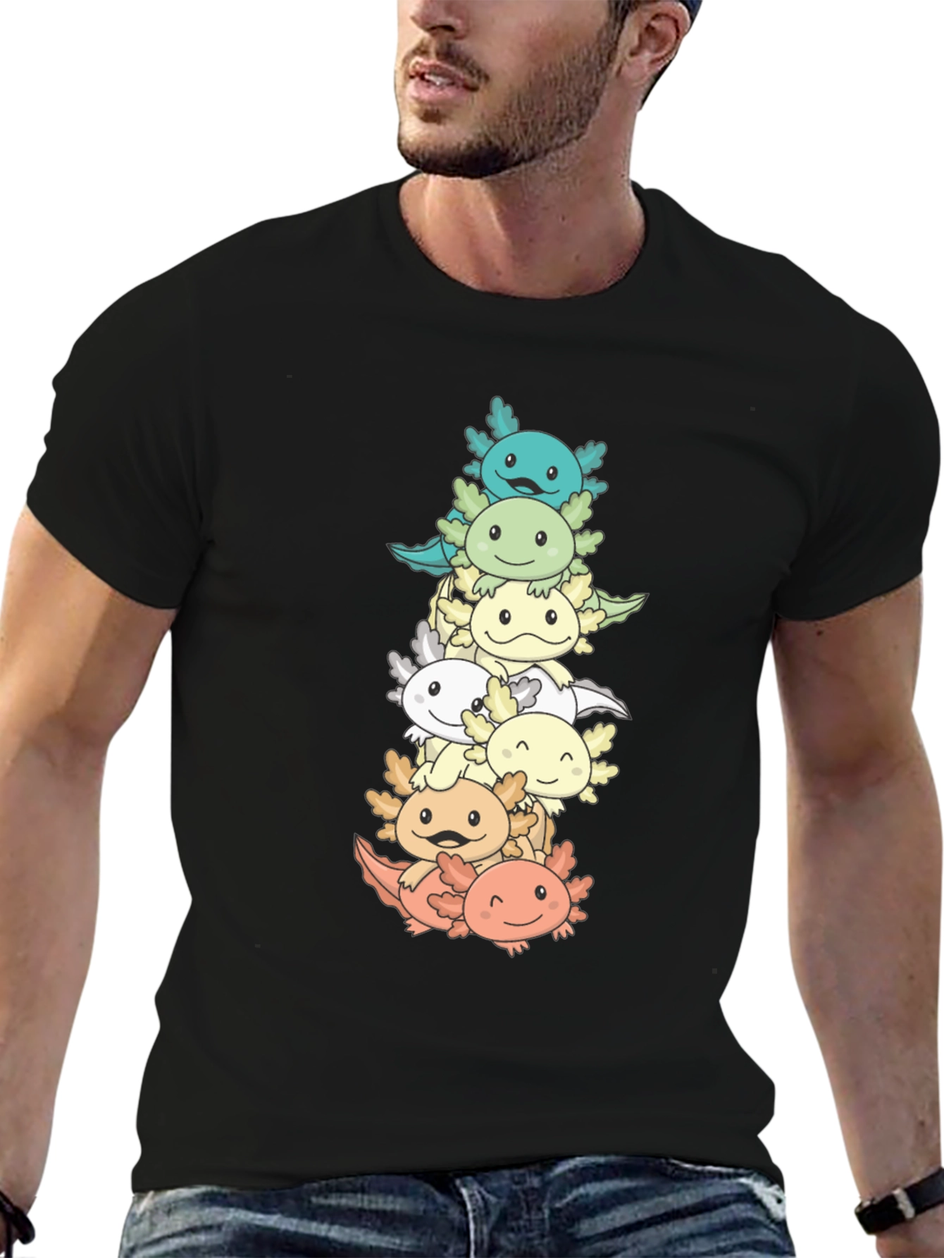 Axolotl Stack T-Shirt - Cute Amphibian Tee