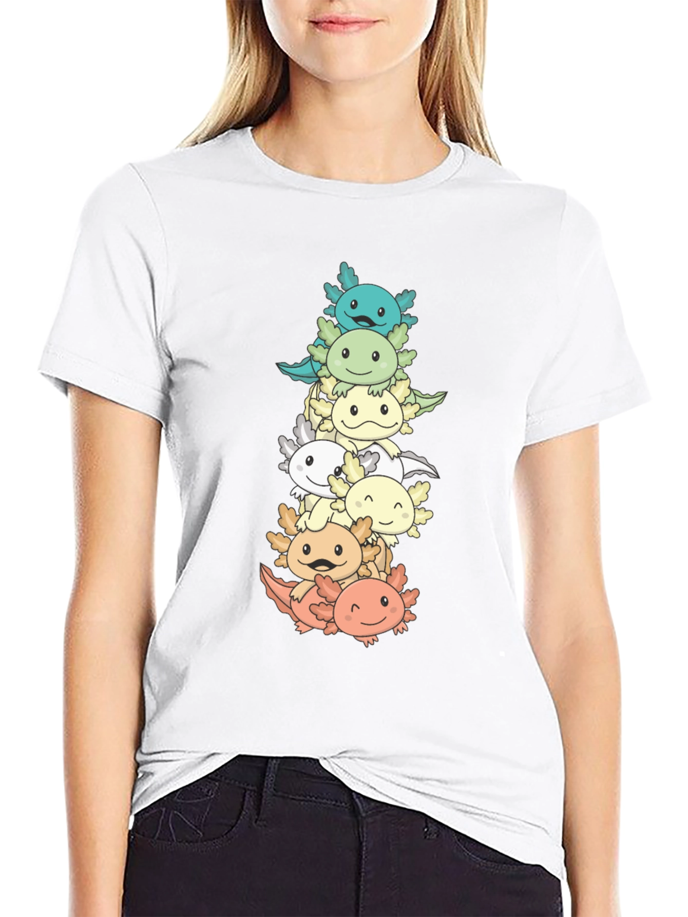 Axolotl Stack T-Shirt - Cute Amphibian Tee