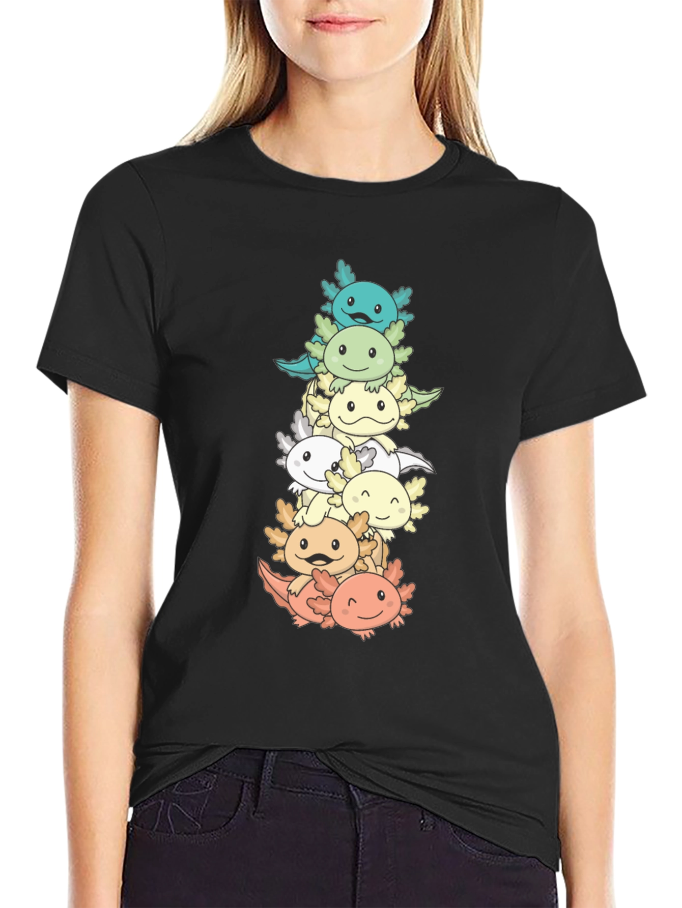 Axolotl Stack T-Shirt - Cute Amphibian Tee