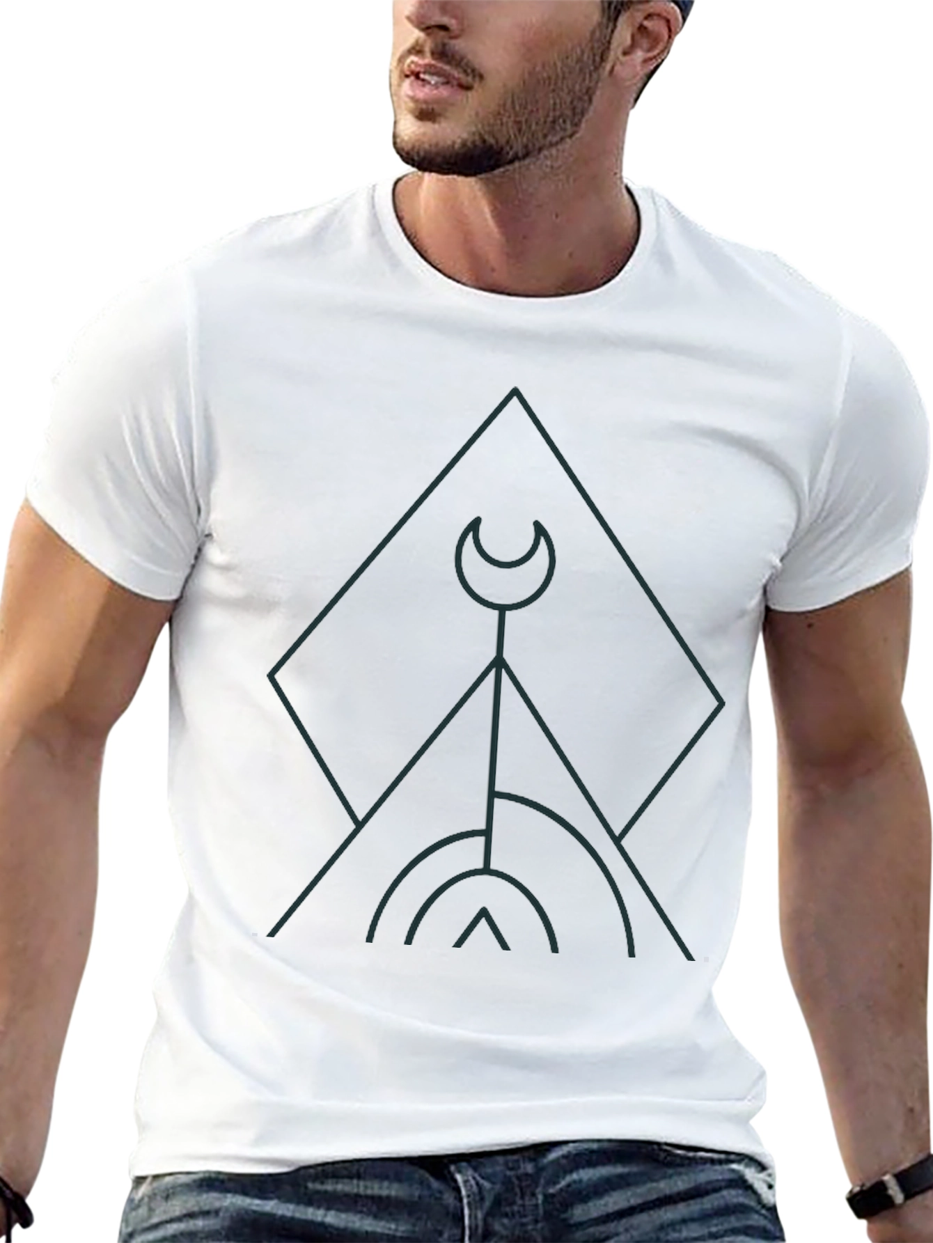Geometric Graphic Print Black T-Shirt
