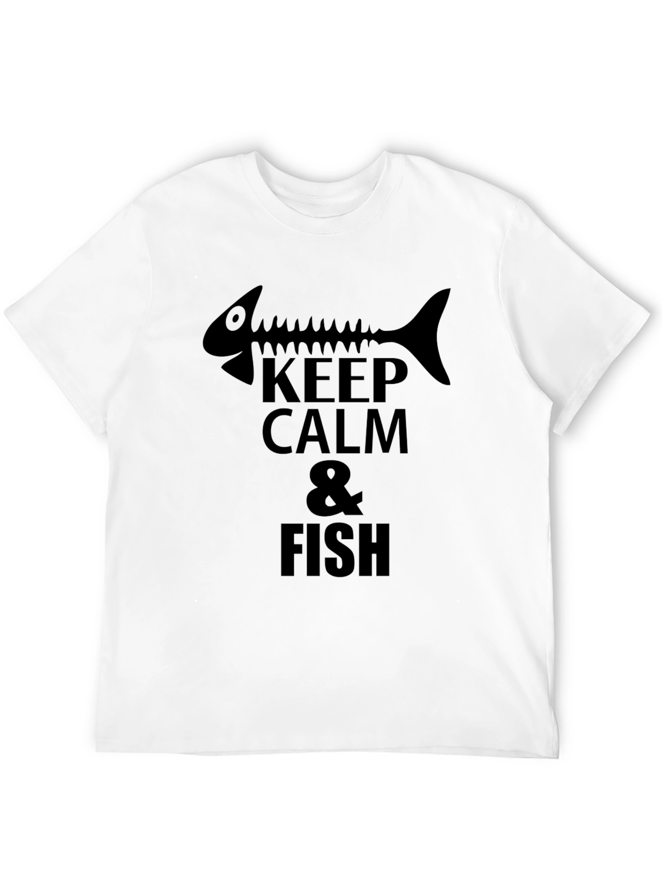 Keep Calm & Fish T-Shirt Black Cotton