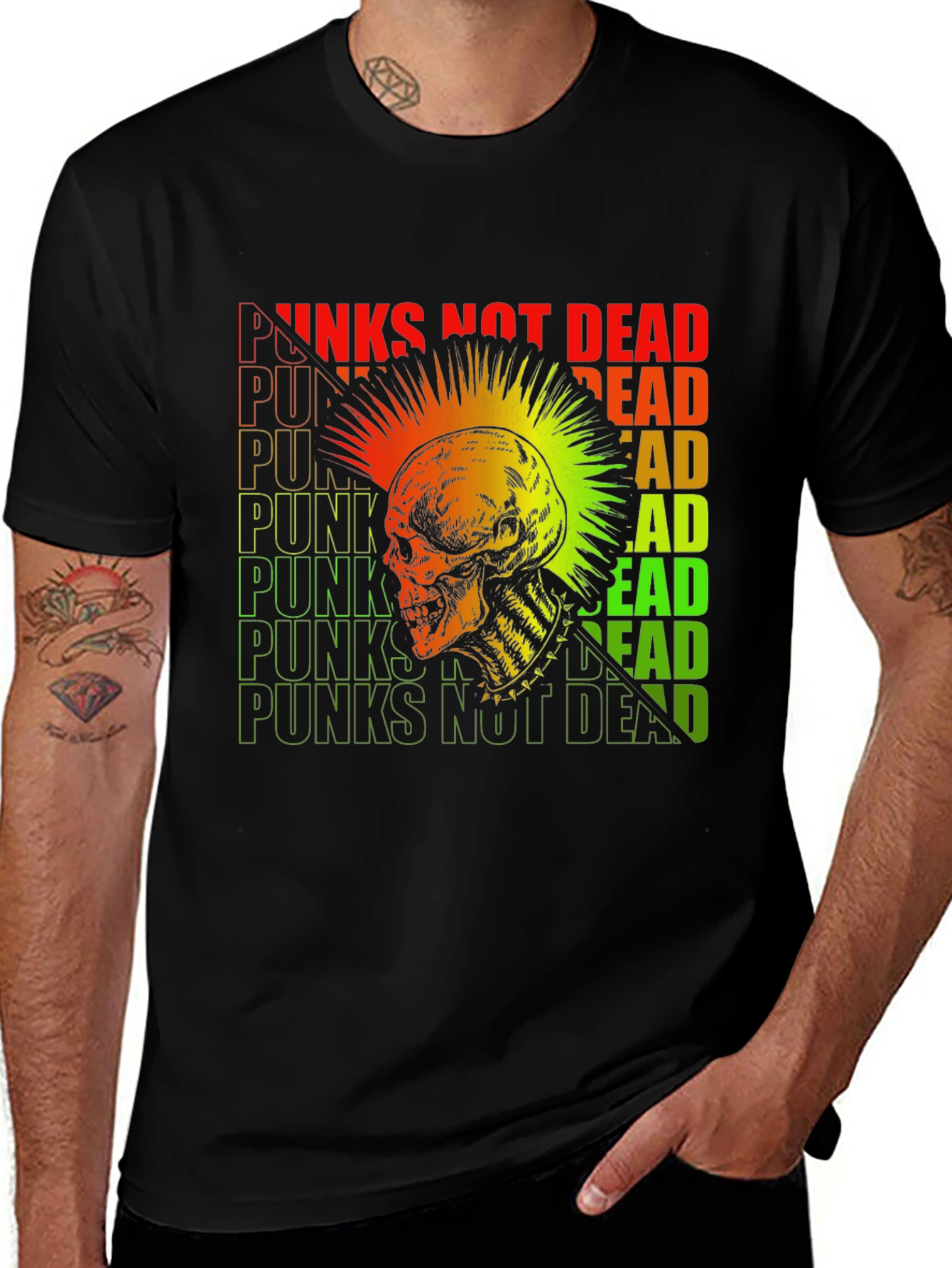 Punk Rock Skull Graphic Tee - Punks Not Dead