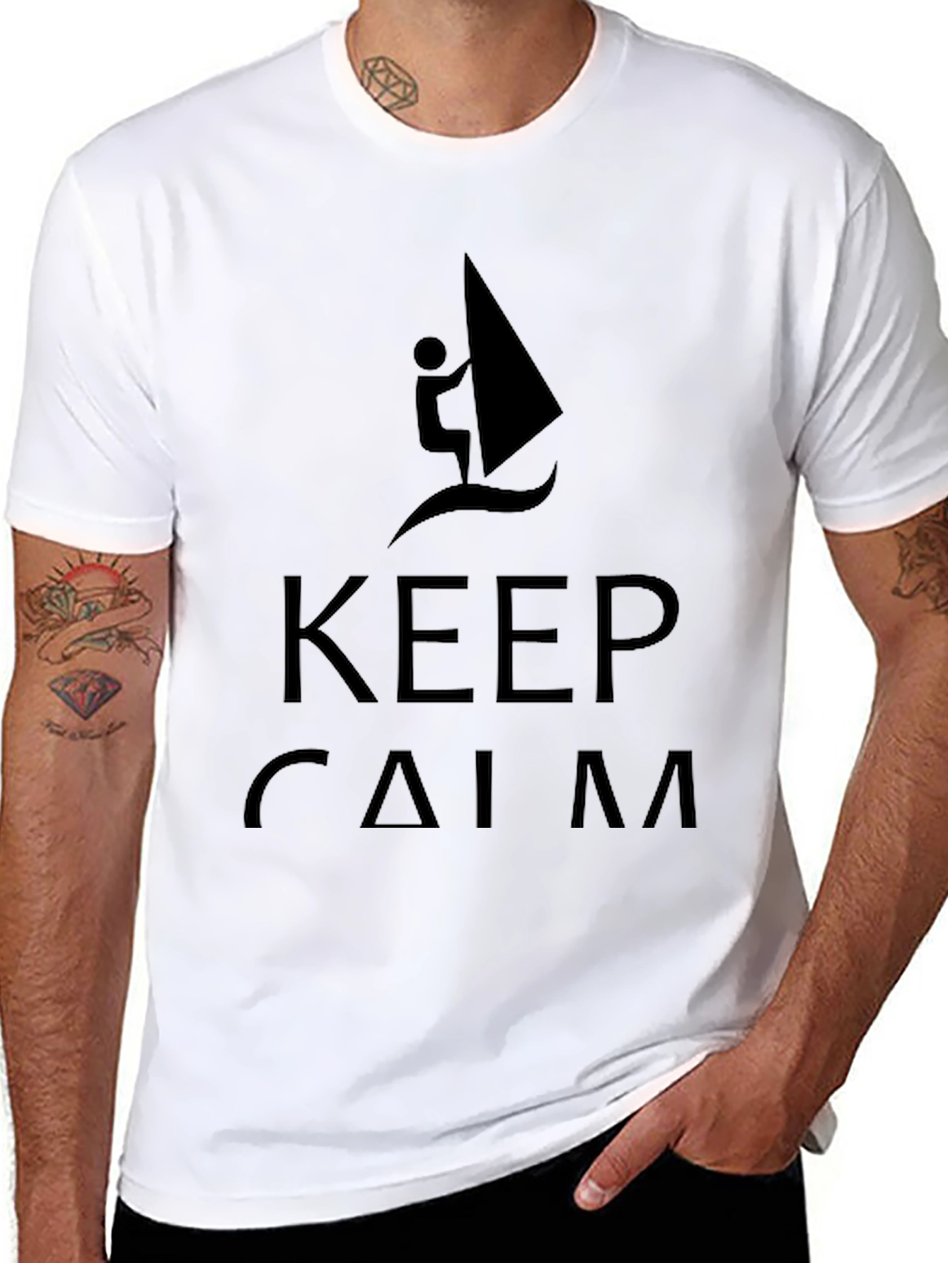 Keep Calm Windsurfing Black T-Shirt