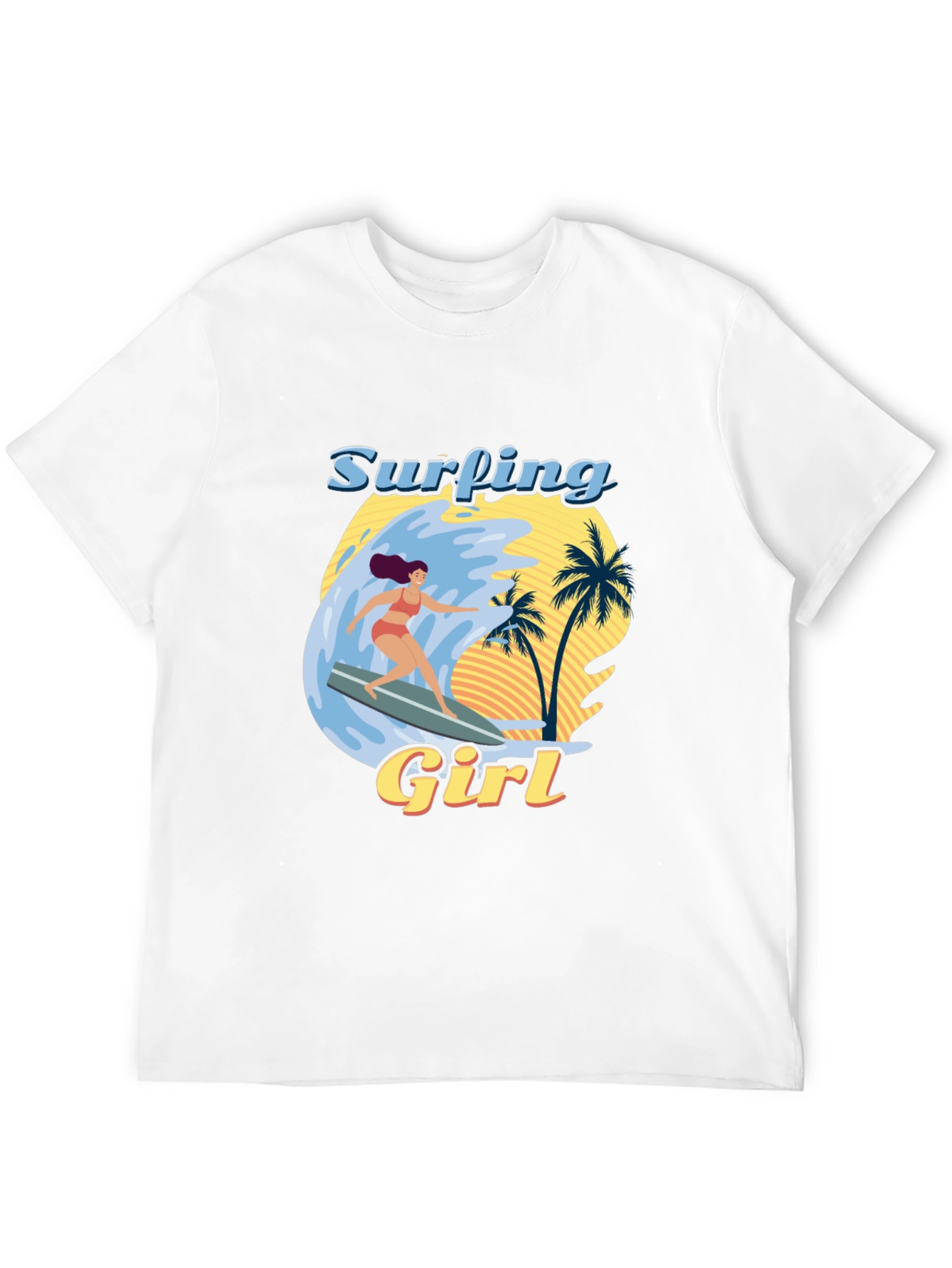 Surfing Girl Graphic Tee - Beach Vibes