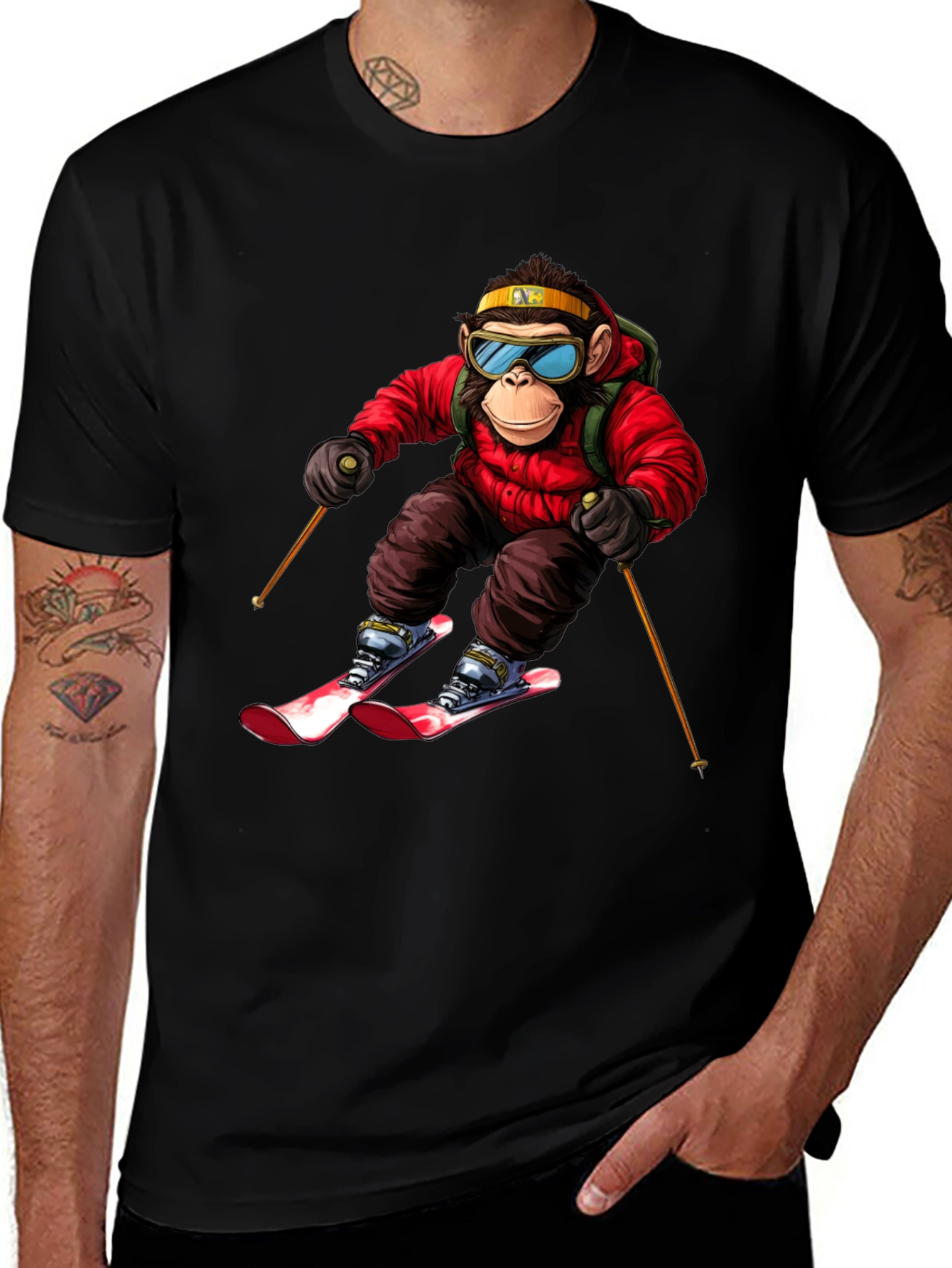 Monkey Skiing T-Shirt - Unique Graphic Tee