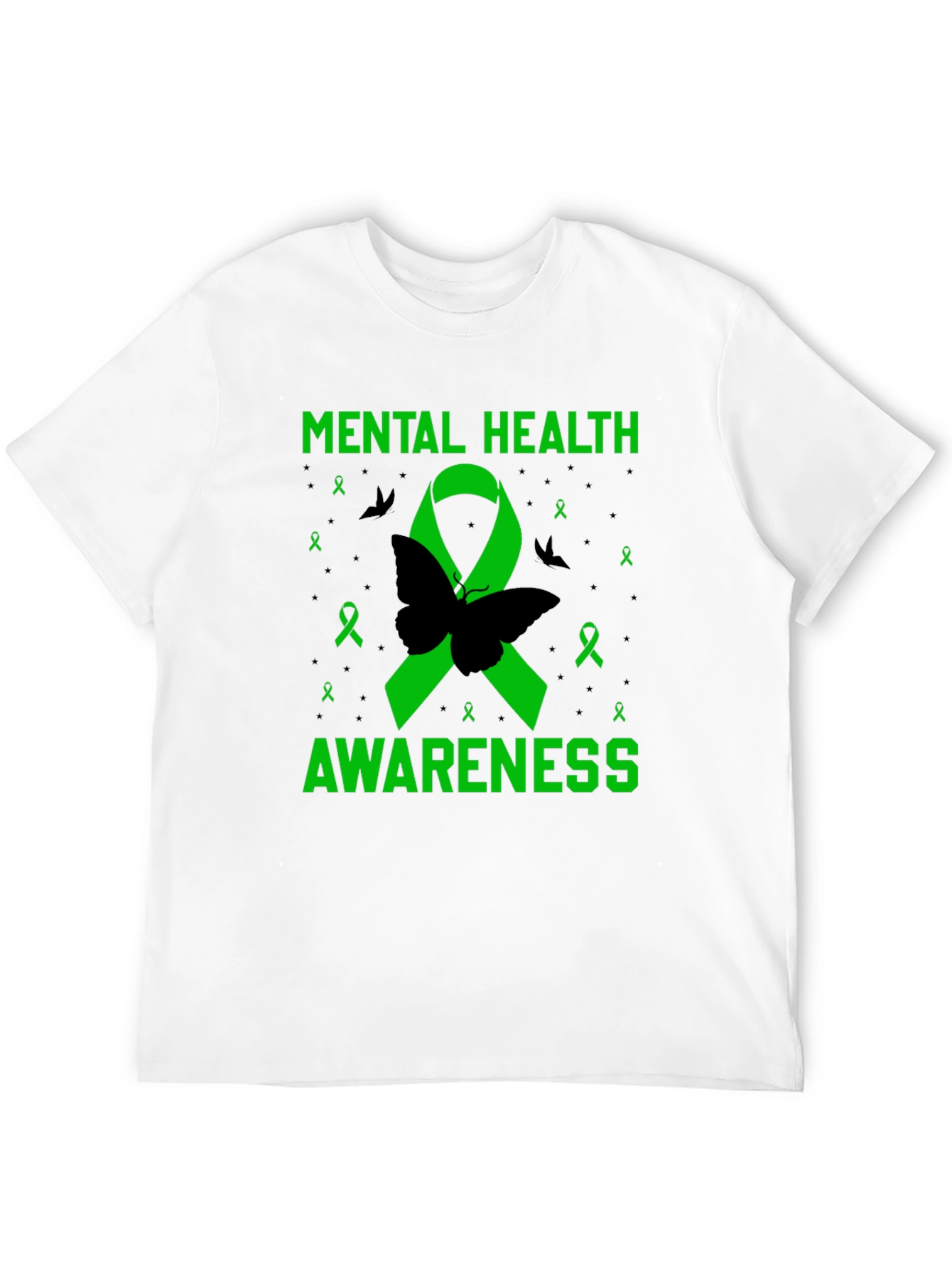 Mental Health Awareness Butterfly Ribbon T-Shirt