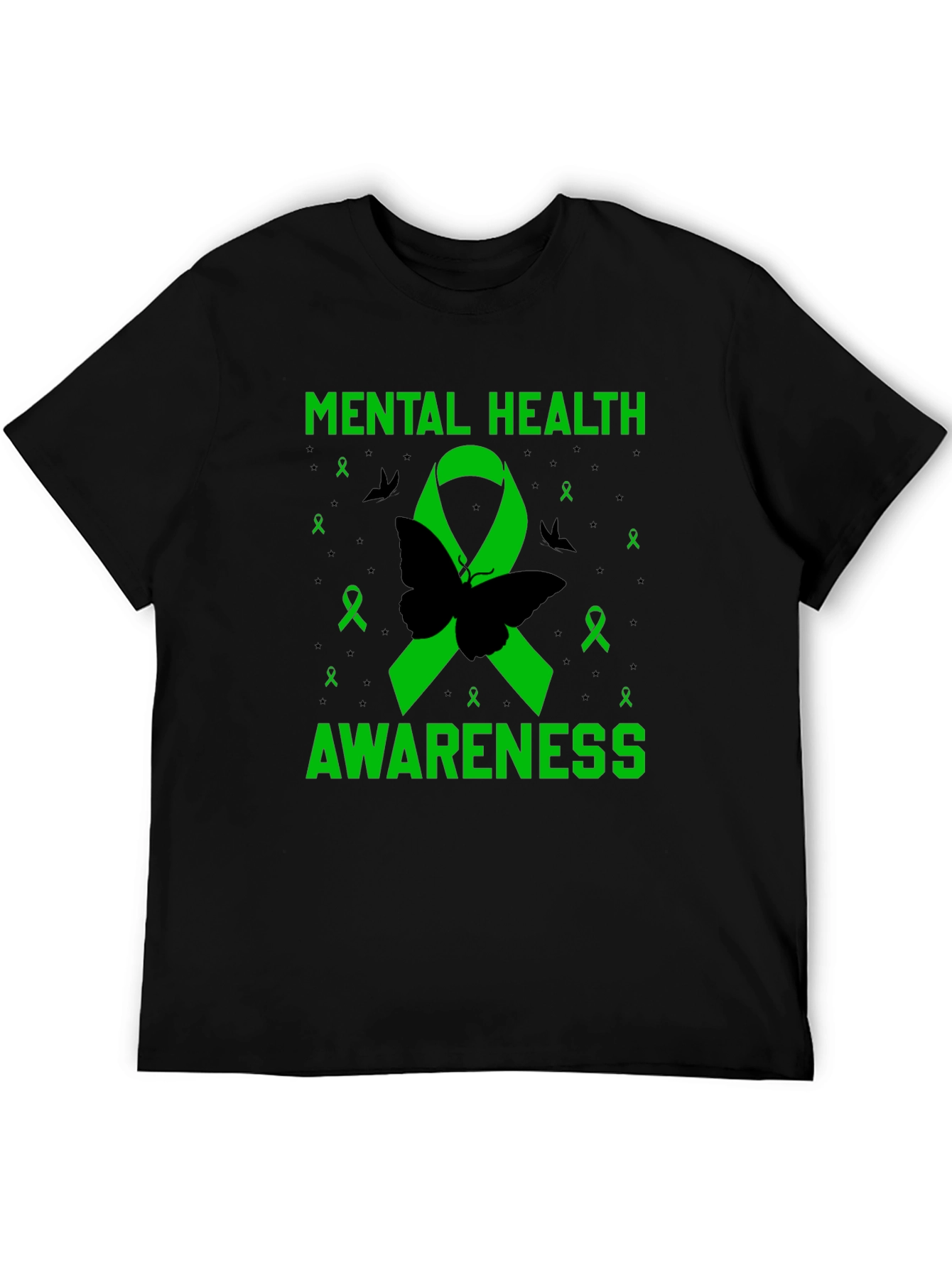 Mental Health Awareness Butterfly Ribbon T-Shirt
