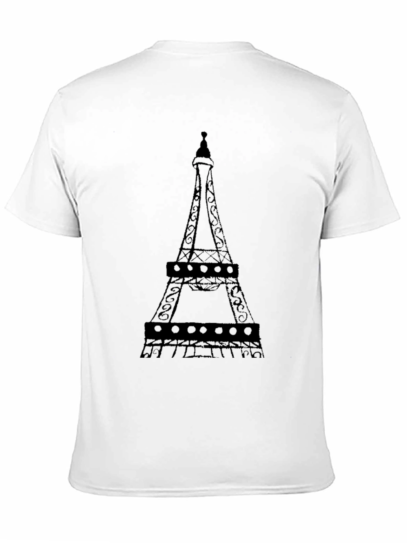 Eiffel Tower Graphic Tee - Black Cotton Casual Top