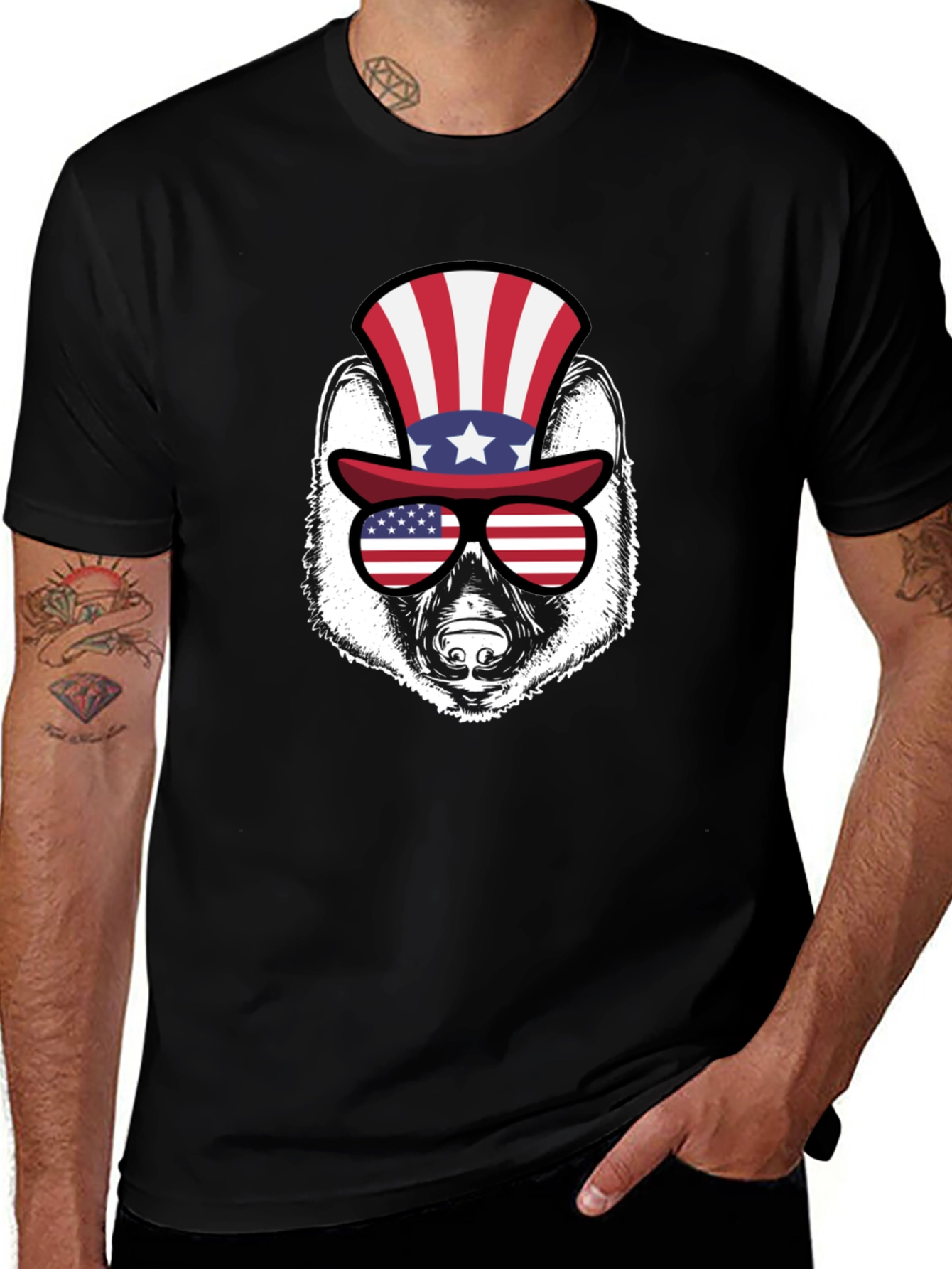 Patriotic Badger Graphic Tee - USA Pride Shirt