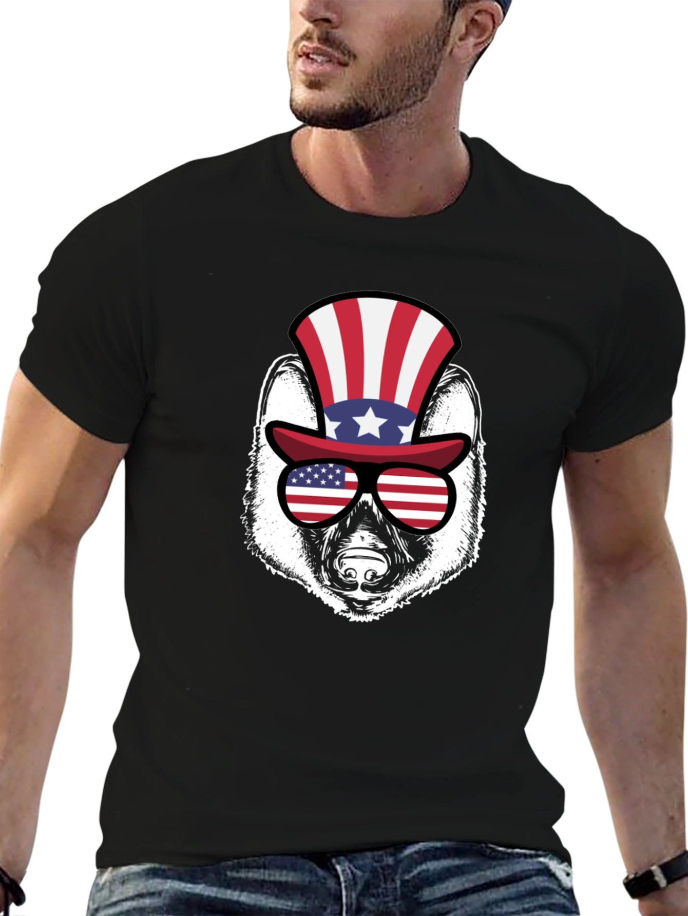 Patriotic Badger Graphic Tee - USA Pride Shirt