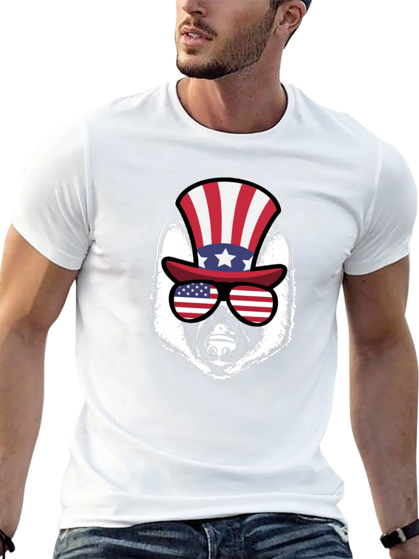 Patriotic Badger Graphic Tee - USA Pride Shirt