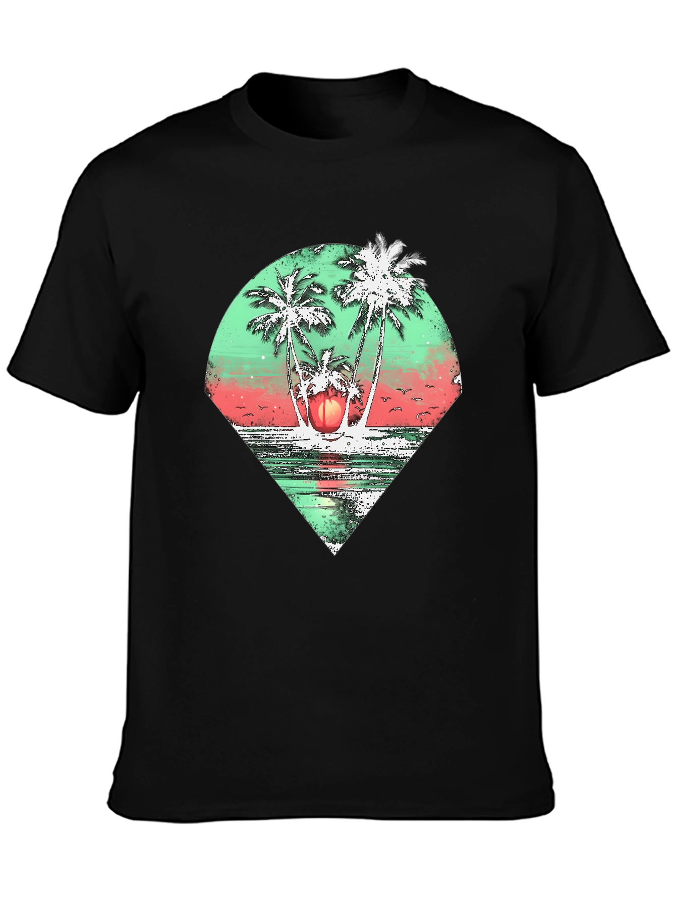 Tropical Palm Tree Graphic Tee - Black