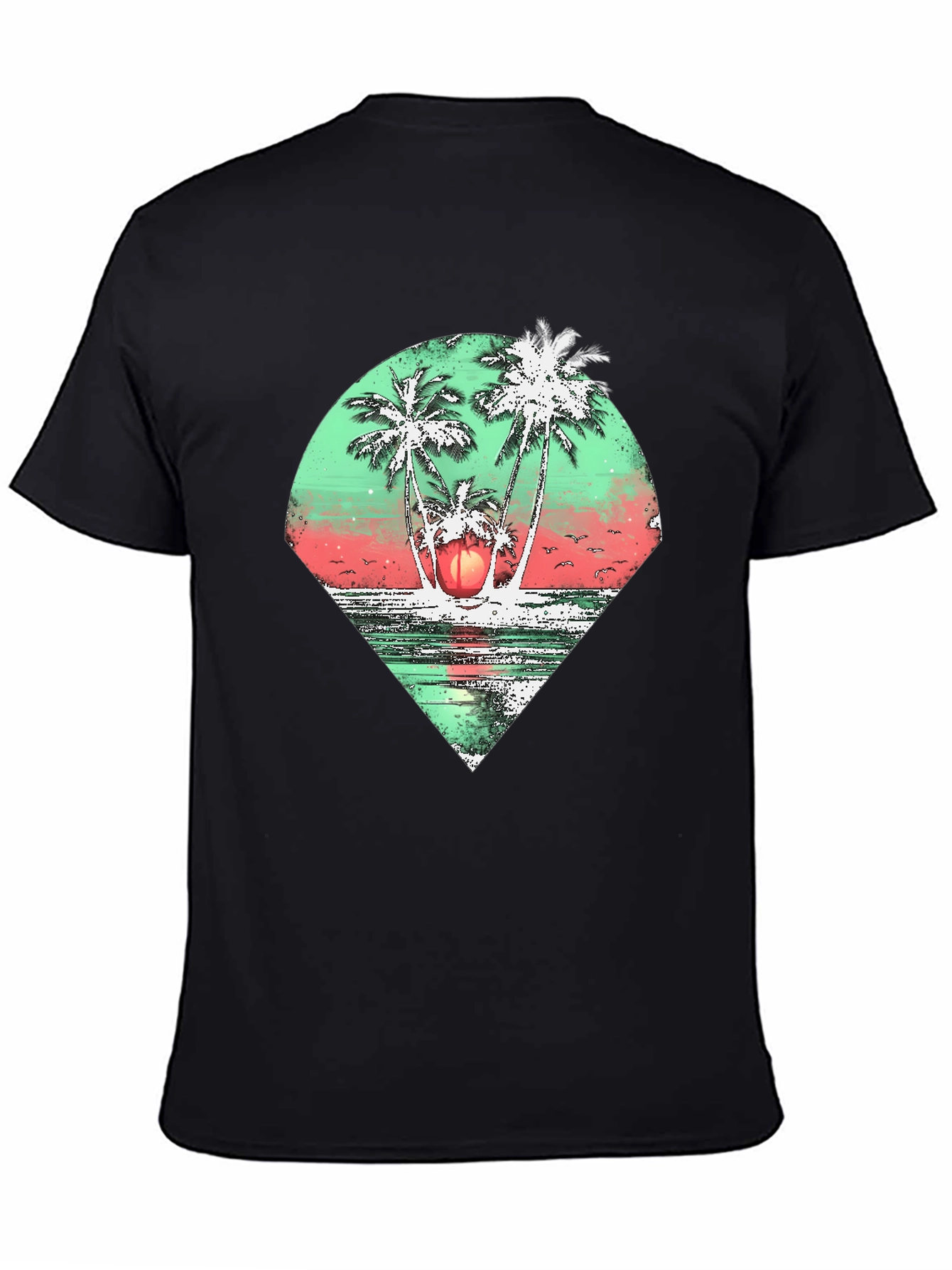 Tropical Palm Tree Graphic Tee - Black