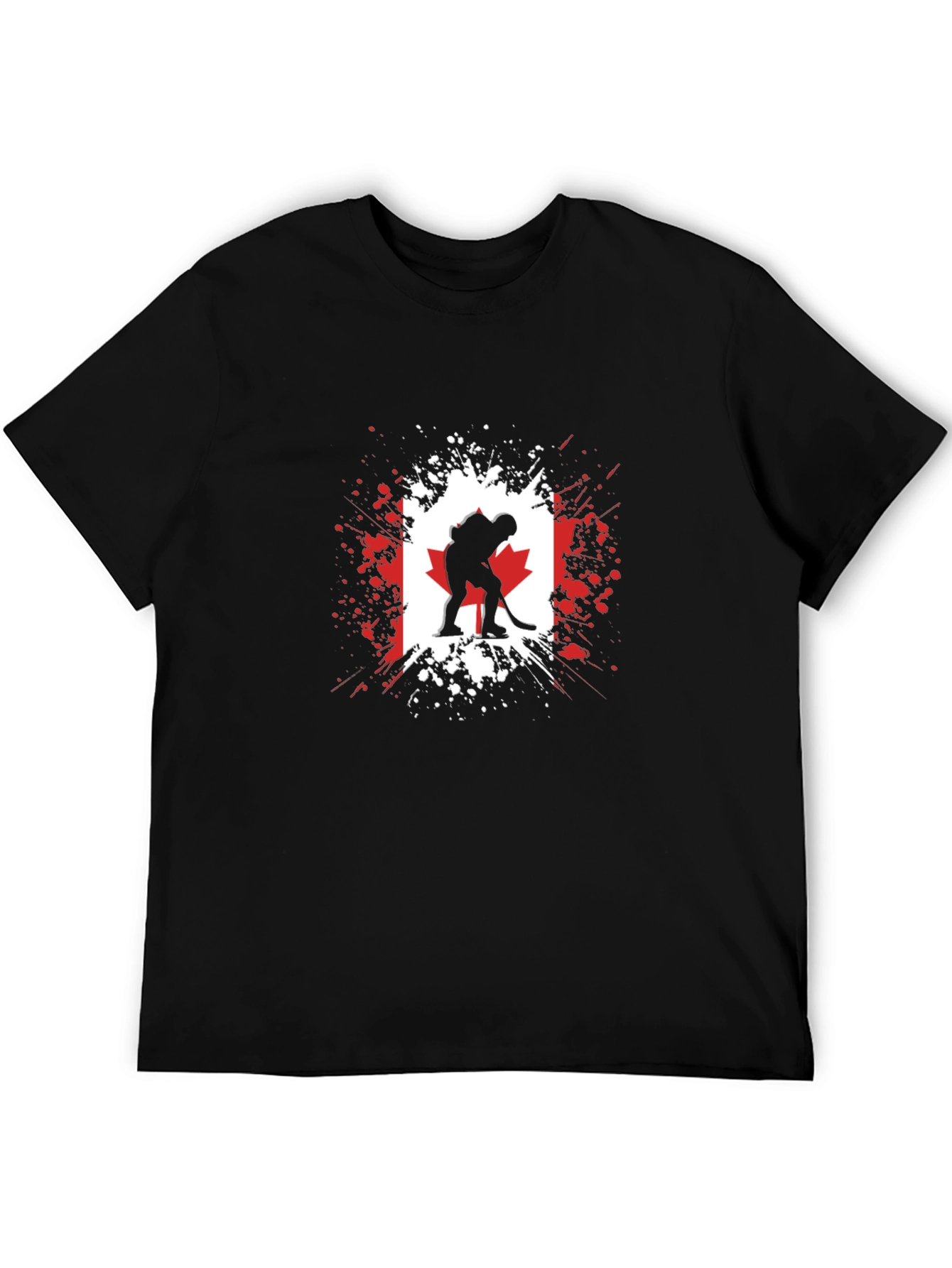 Canada Hockey Flag Graphic T-Shirt - Black