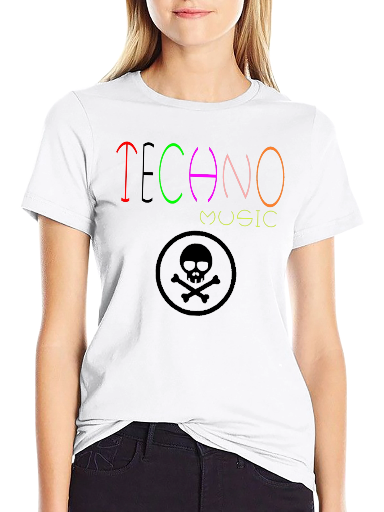 Techno Music Graphic T-Shirt - Skull Design