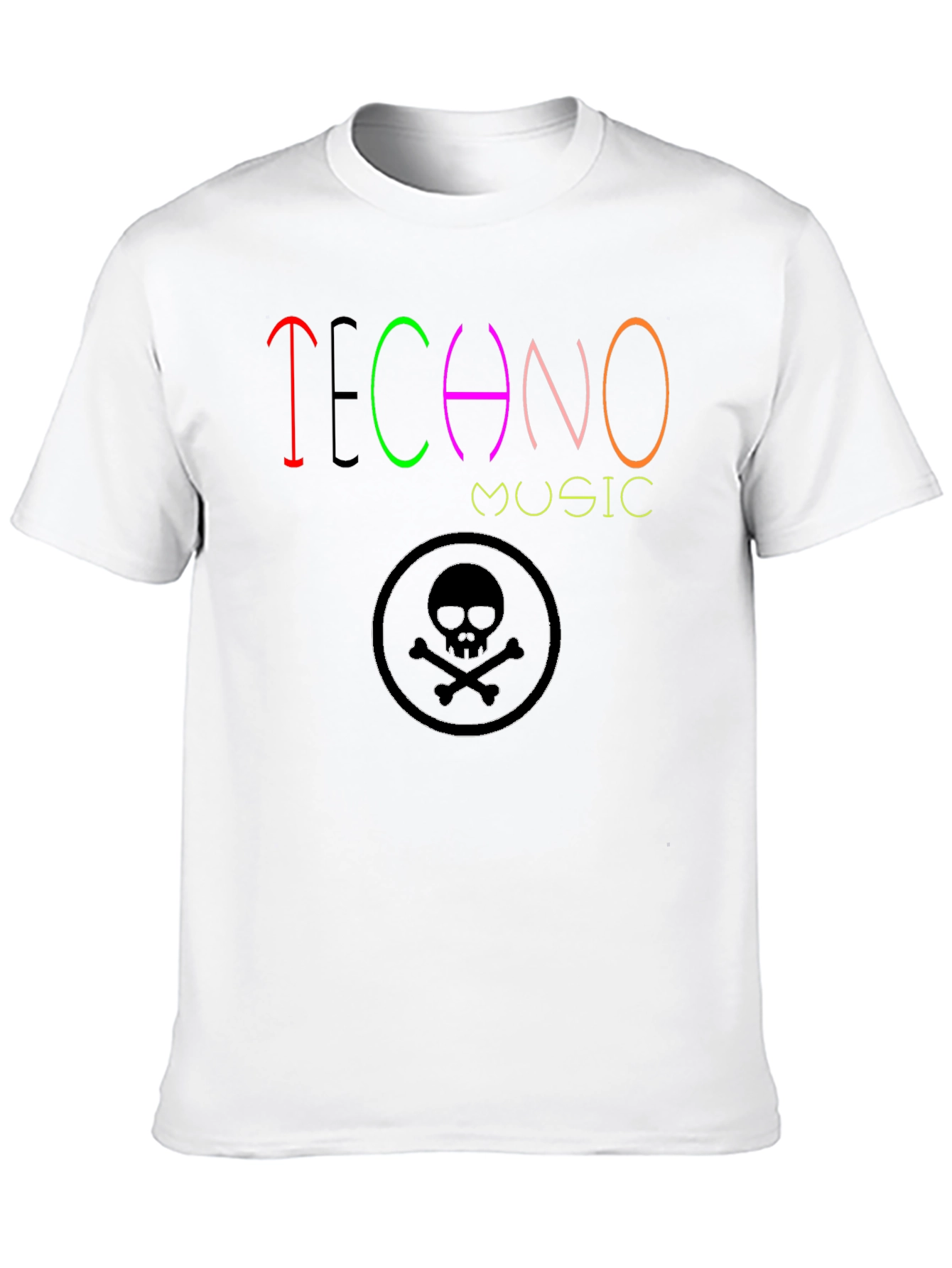 Techno Music Graphic T-Shirt - Skull Design