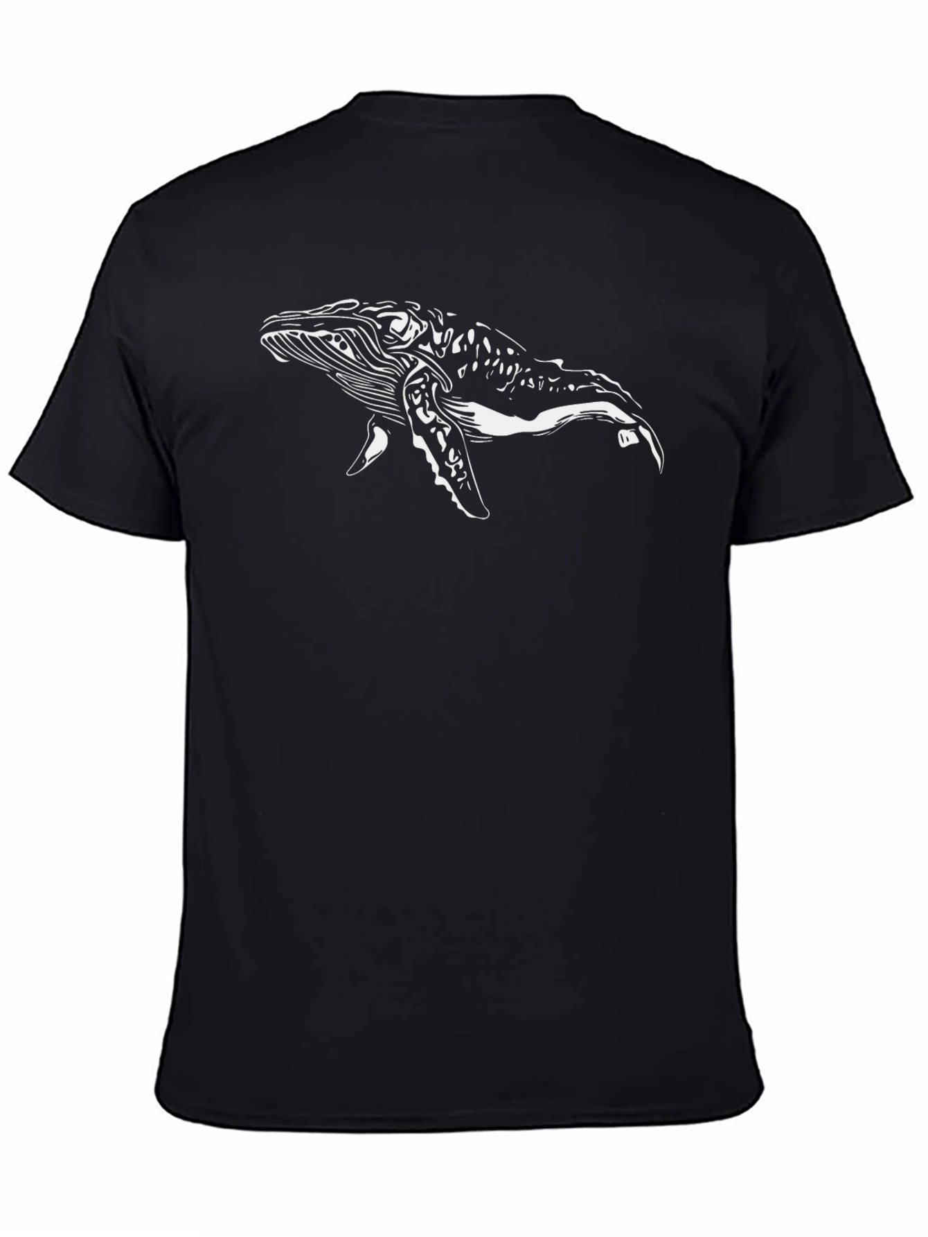 Whale Graphic T-Shirt - Black Crew Neck Tee