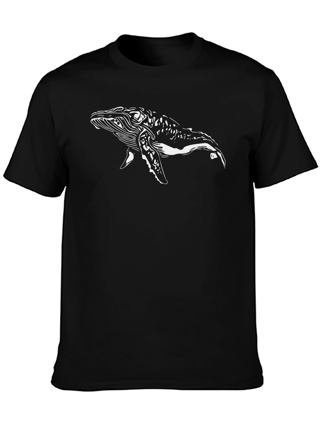 Whale Graphic T-Shirt - Black Crew Neck Tee