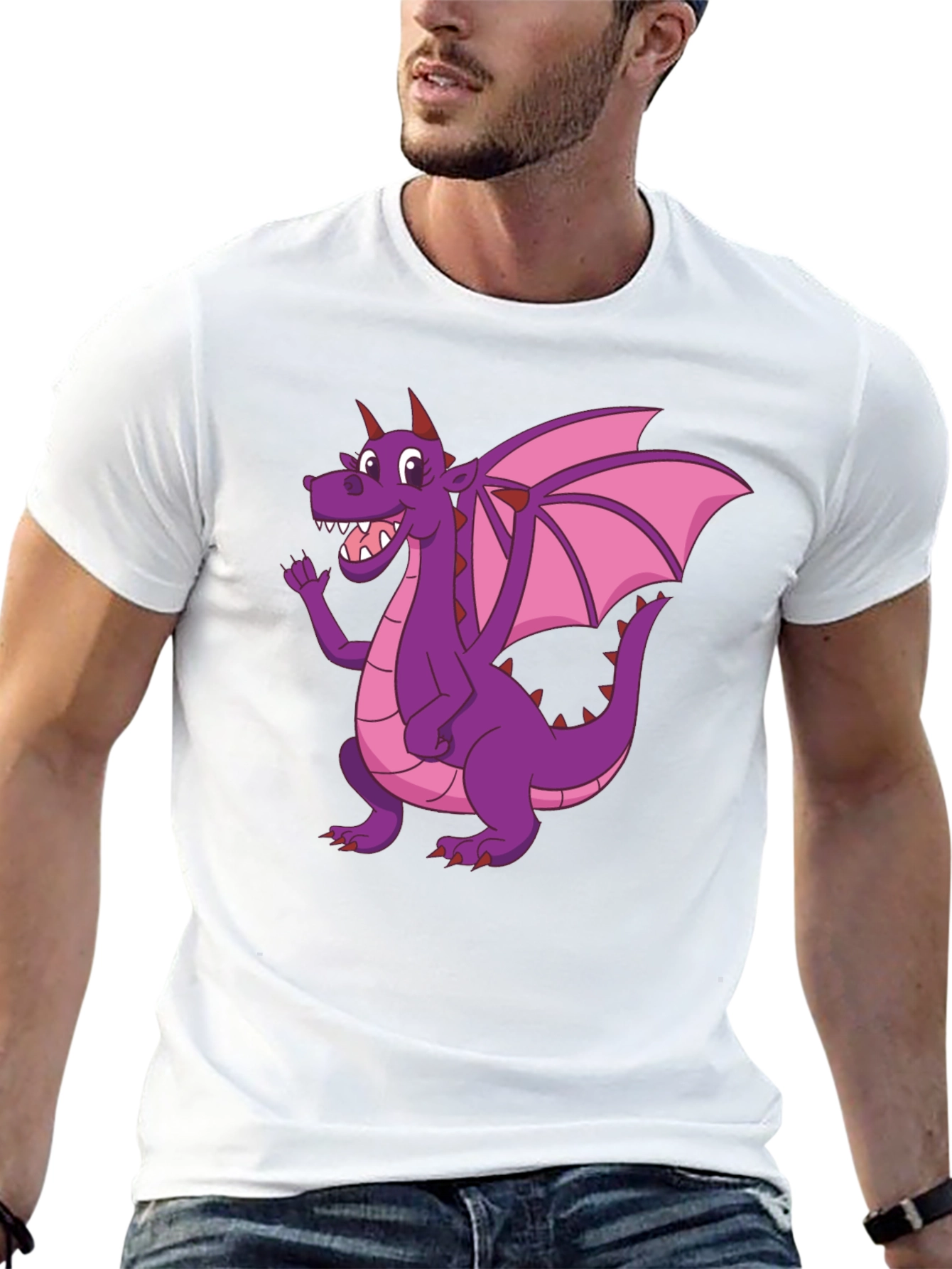 Dragon T-Shirt - Cartoon Purple Dragon Graphic Tee