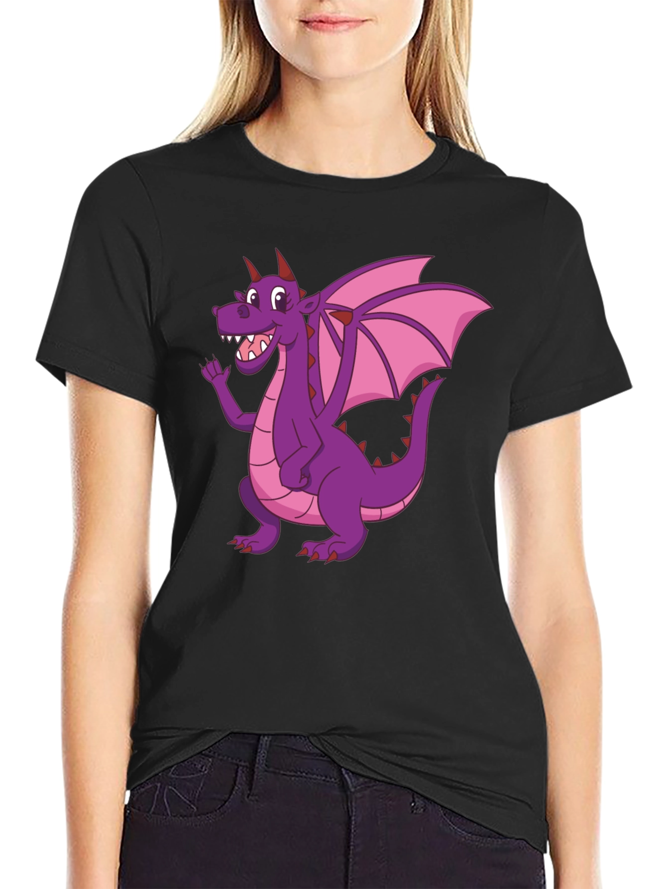 Dragon T-Shirt - Cartoon Purple Dragon Graphic Tee