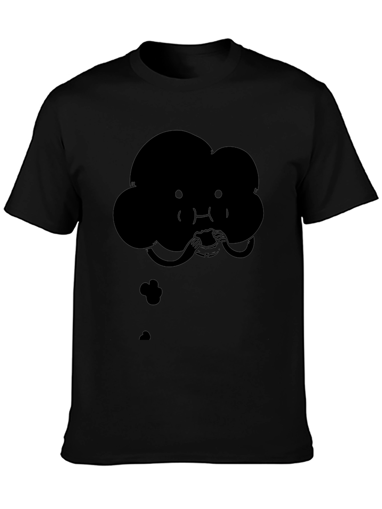 Quirky Cartoon Cloud Eating T-Shirt - Black