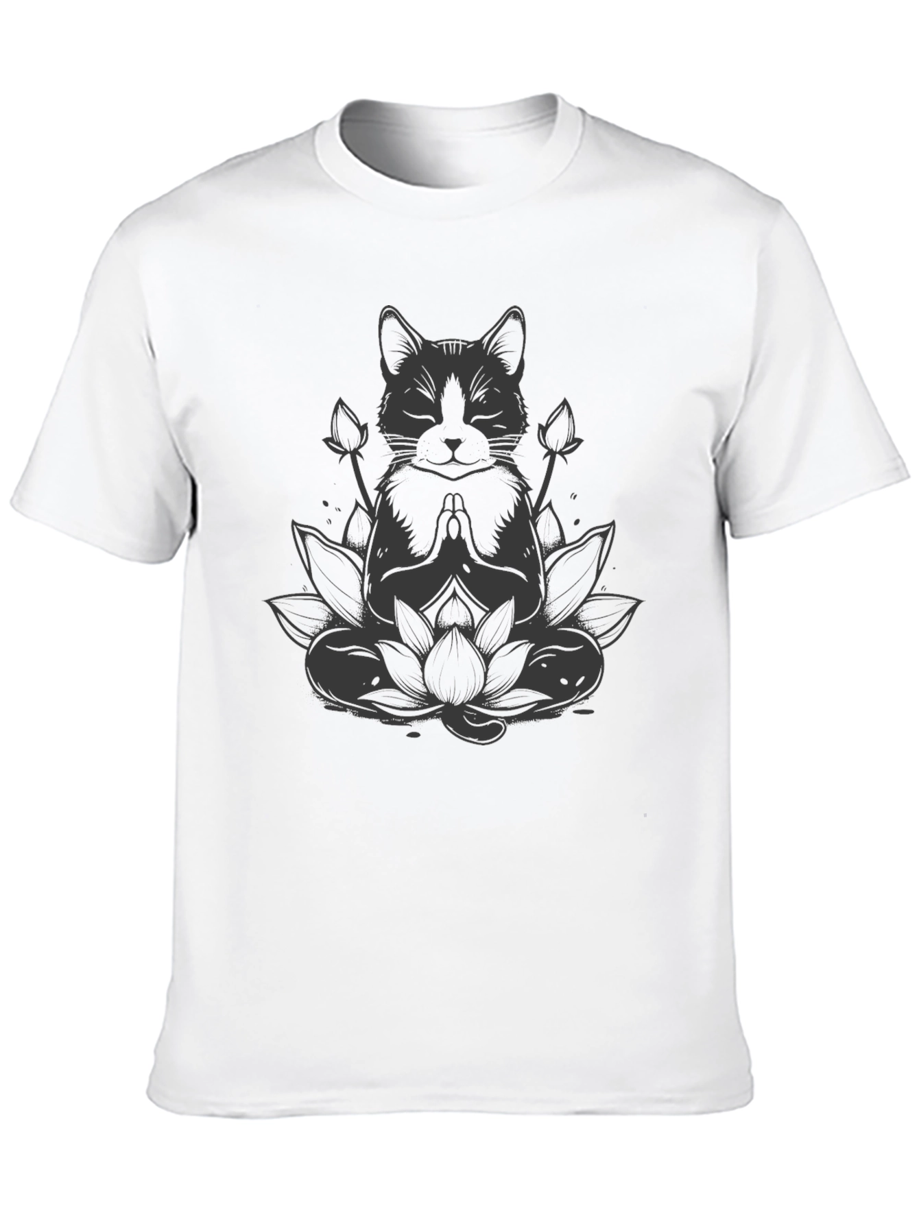 Zen Cat Lotus T-Shirt - Meditating Feline Tee