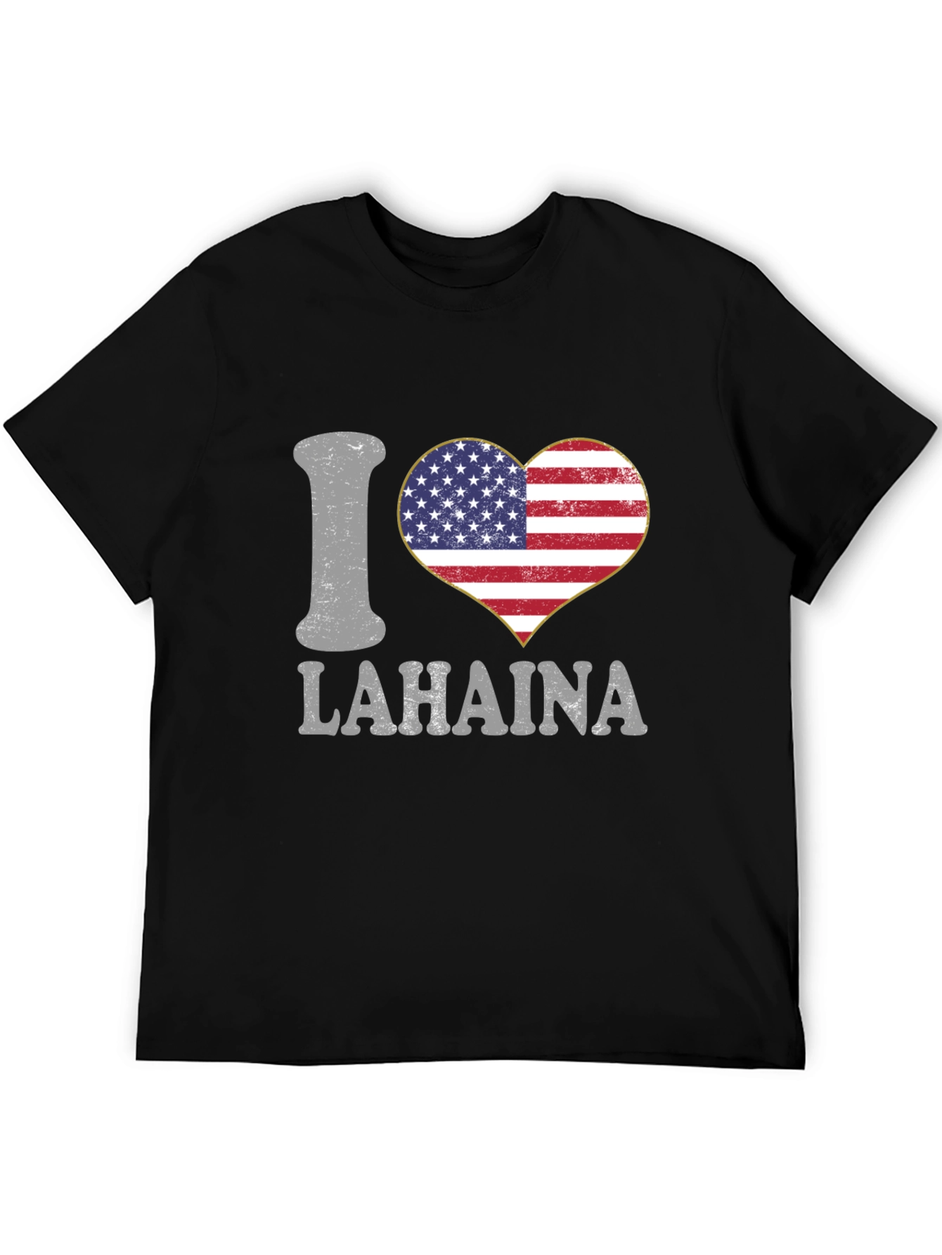 I Love Lahaina American Flag Heart T-Shirt