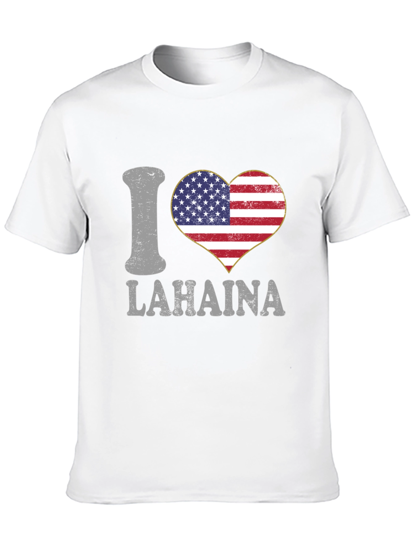 I Love Lahaina American Flag Heart T-Shirt