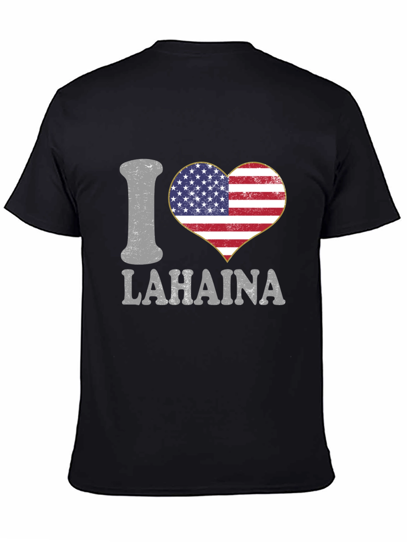 I Love Lahaina American Flag Heart T-Shirt