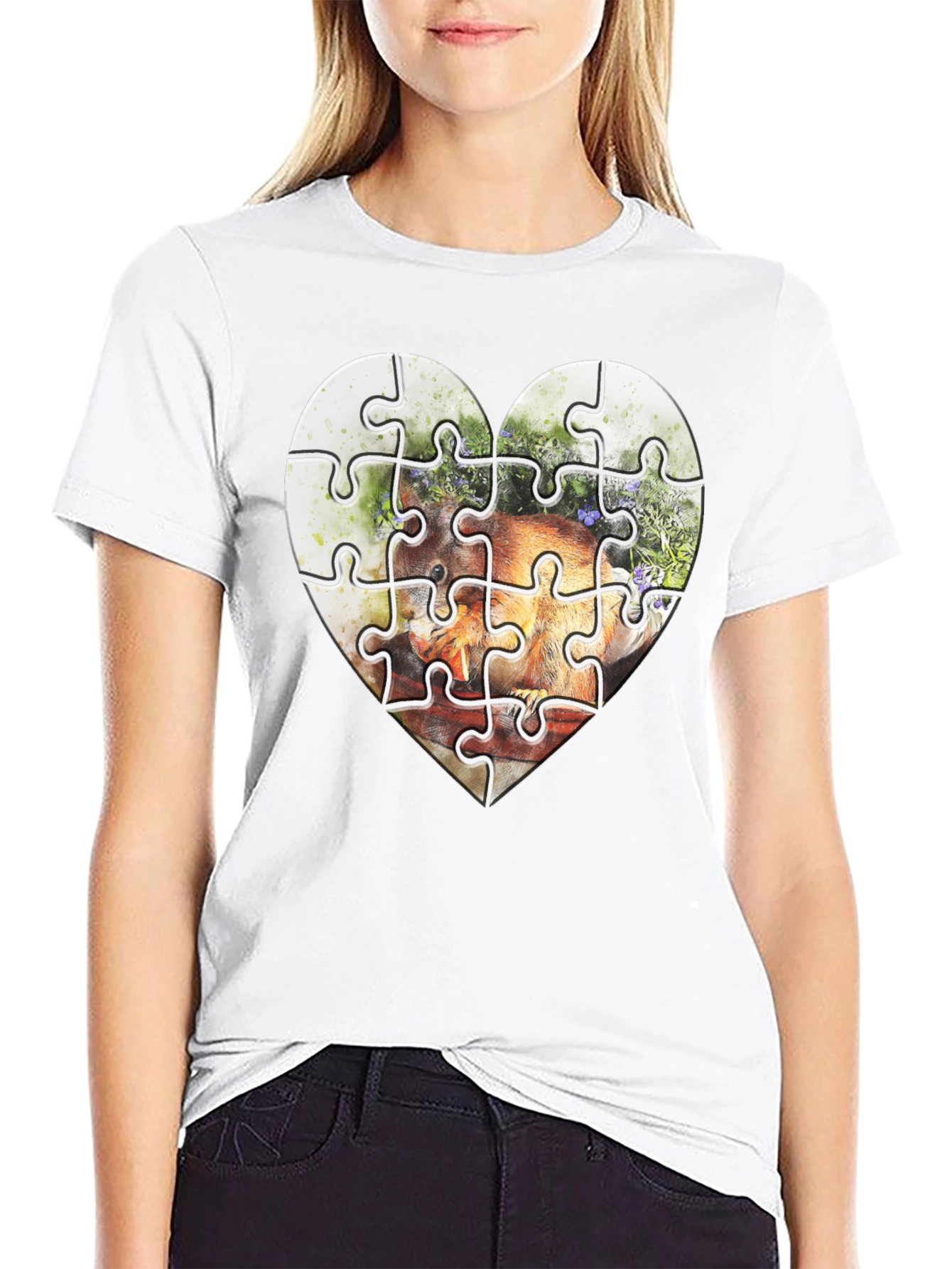 Heart Puzzle Graphic Tee - Unique Design