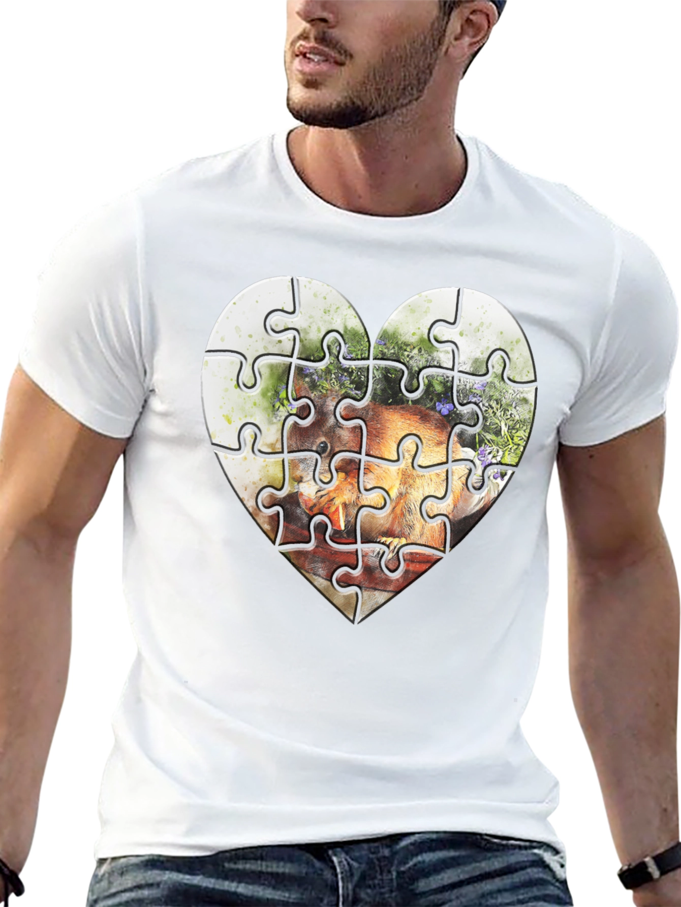 Heart Puzzle Graphic Tee - Unique Design