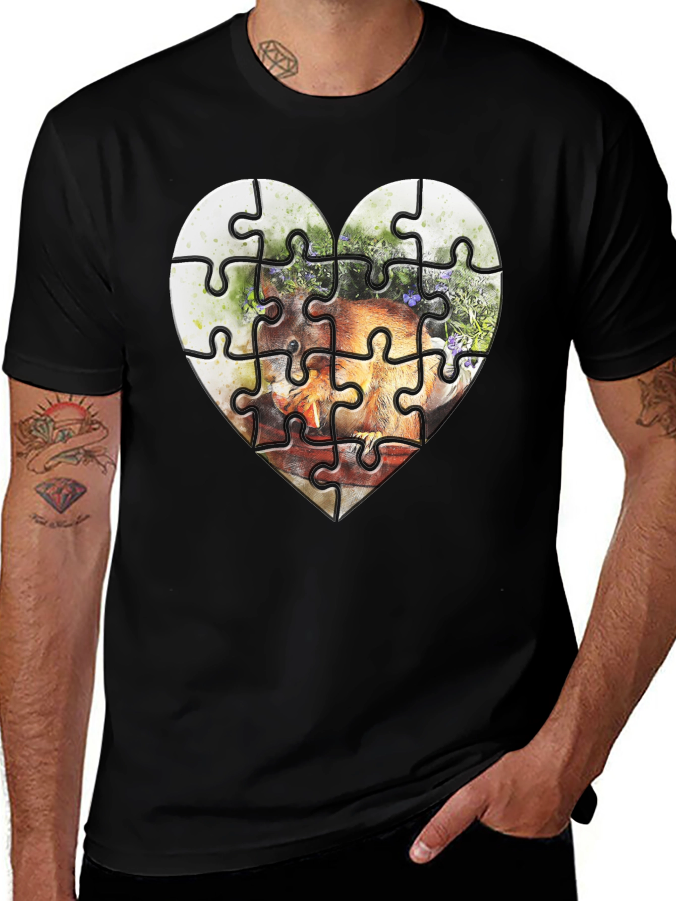 Heart Puzzle Graphic Tee - Unique Design
