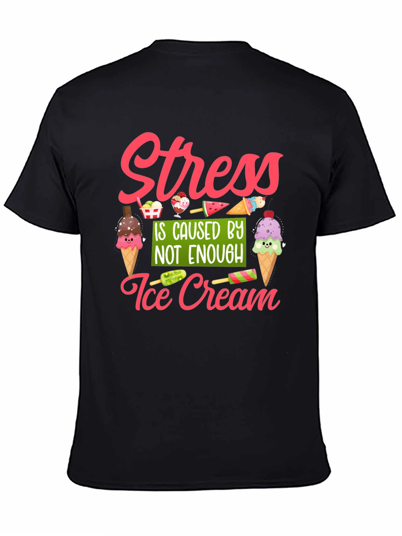 Stress Ice Cream T-Shirt - Unisex Black Tee