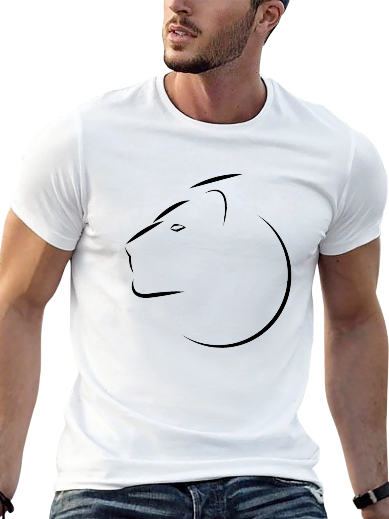 Mens Black Lion Graphic Tee - Casual Style