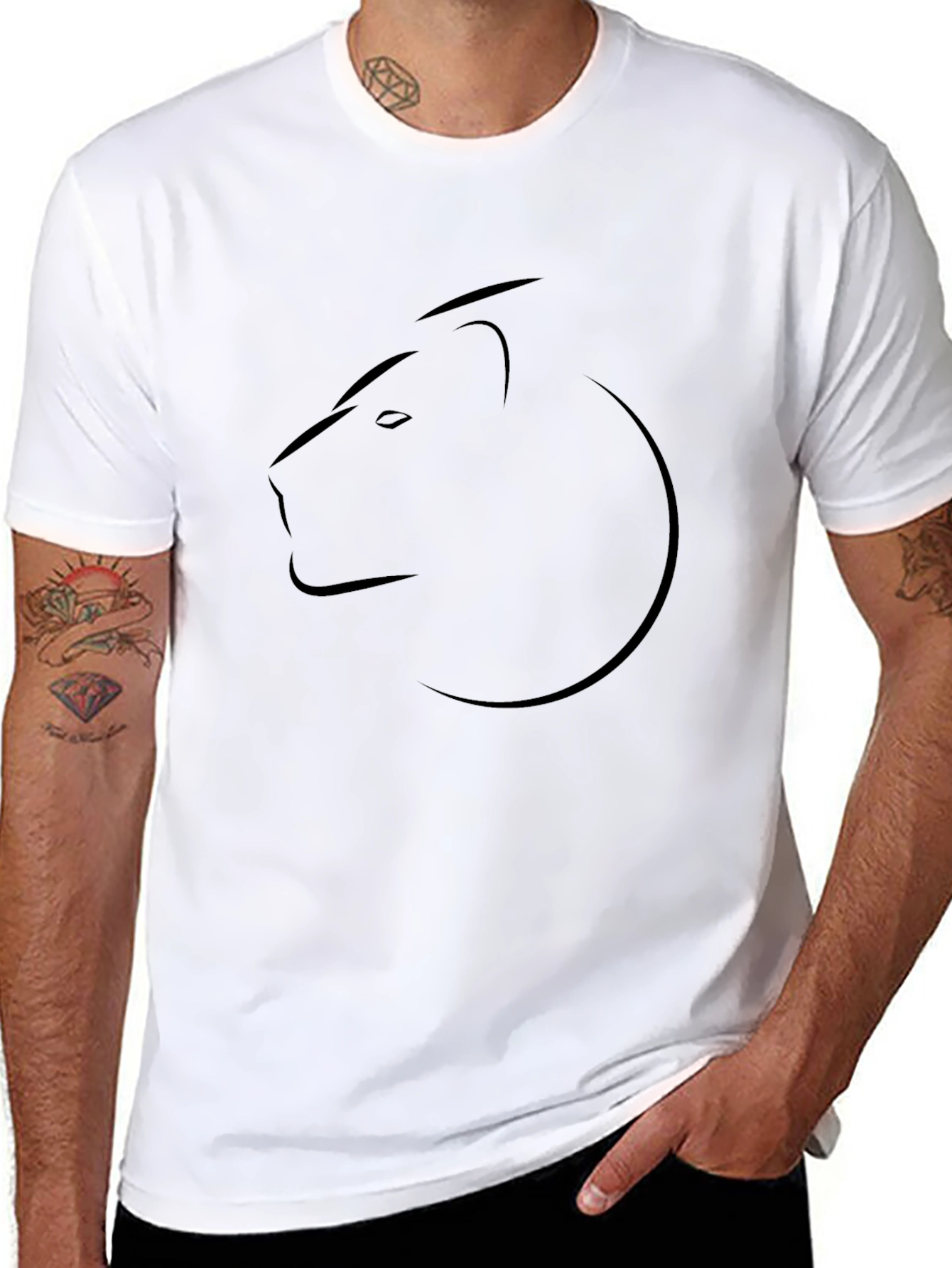 Mens Black Lion Graphic Tee - Casual Style