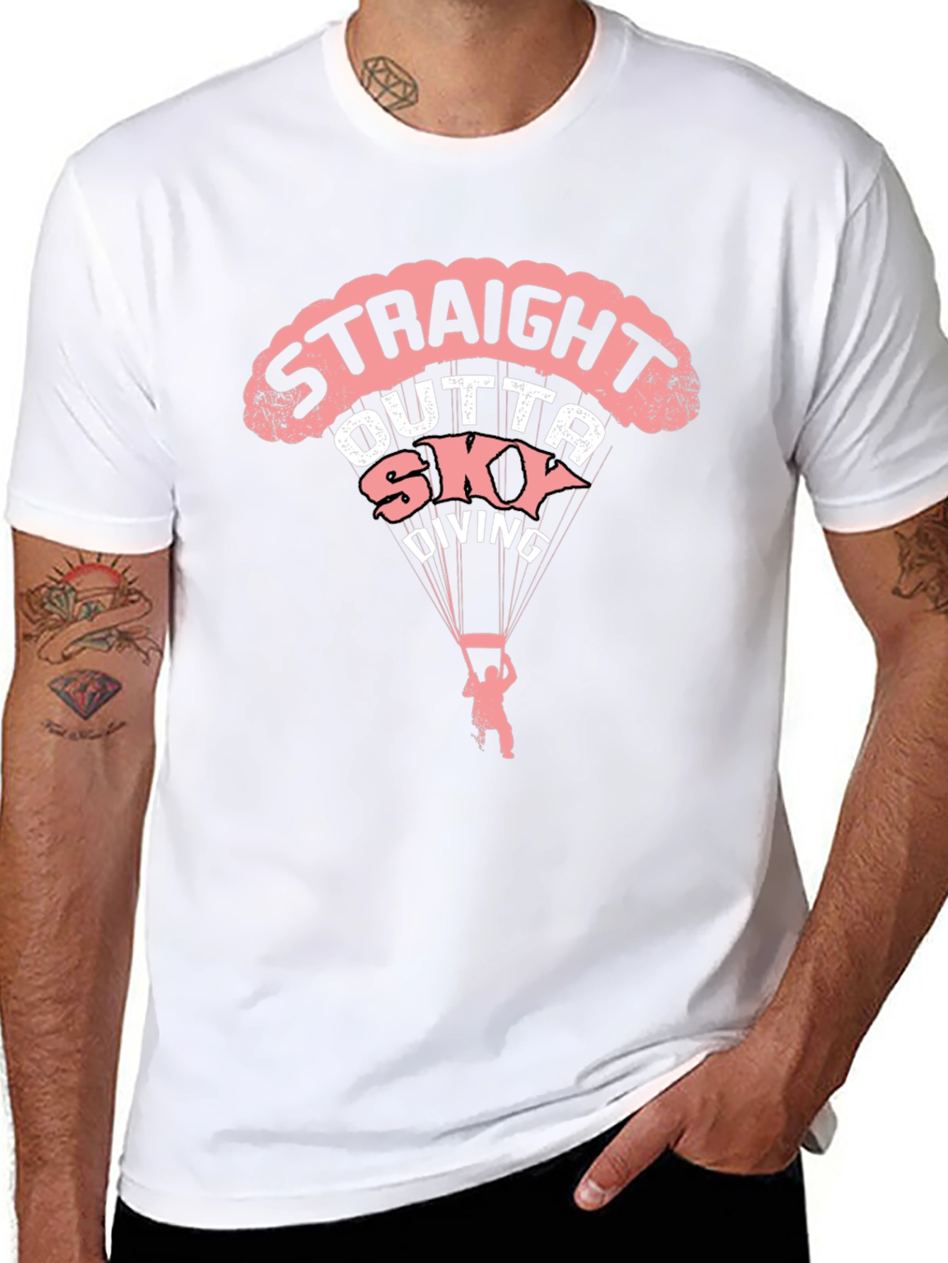 Straight Outta Skydiving Black Graphic Tee