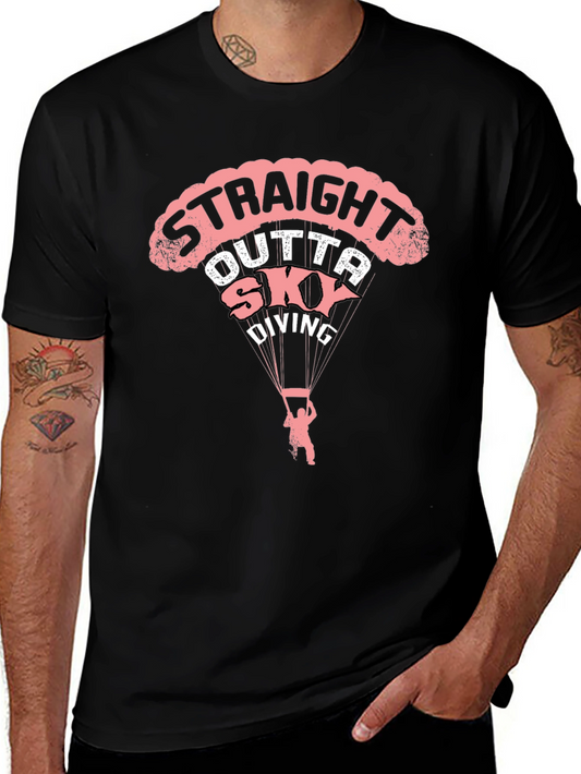 Straight Outta Skydiving Black Graphic Tee