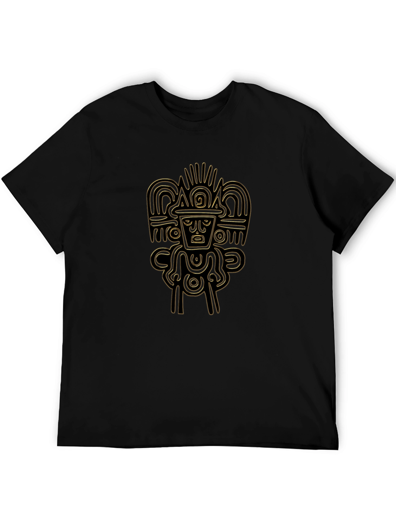Aztec Gold Print Black T-Shirt
