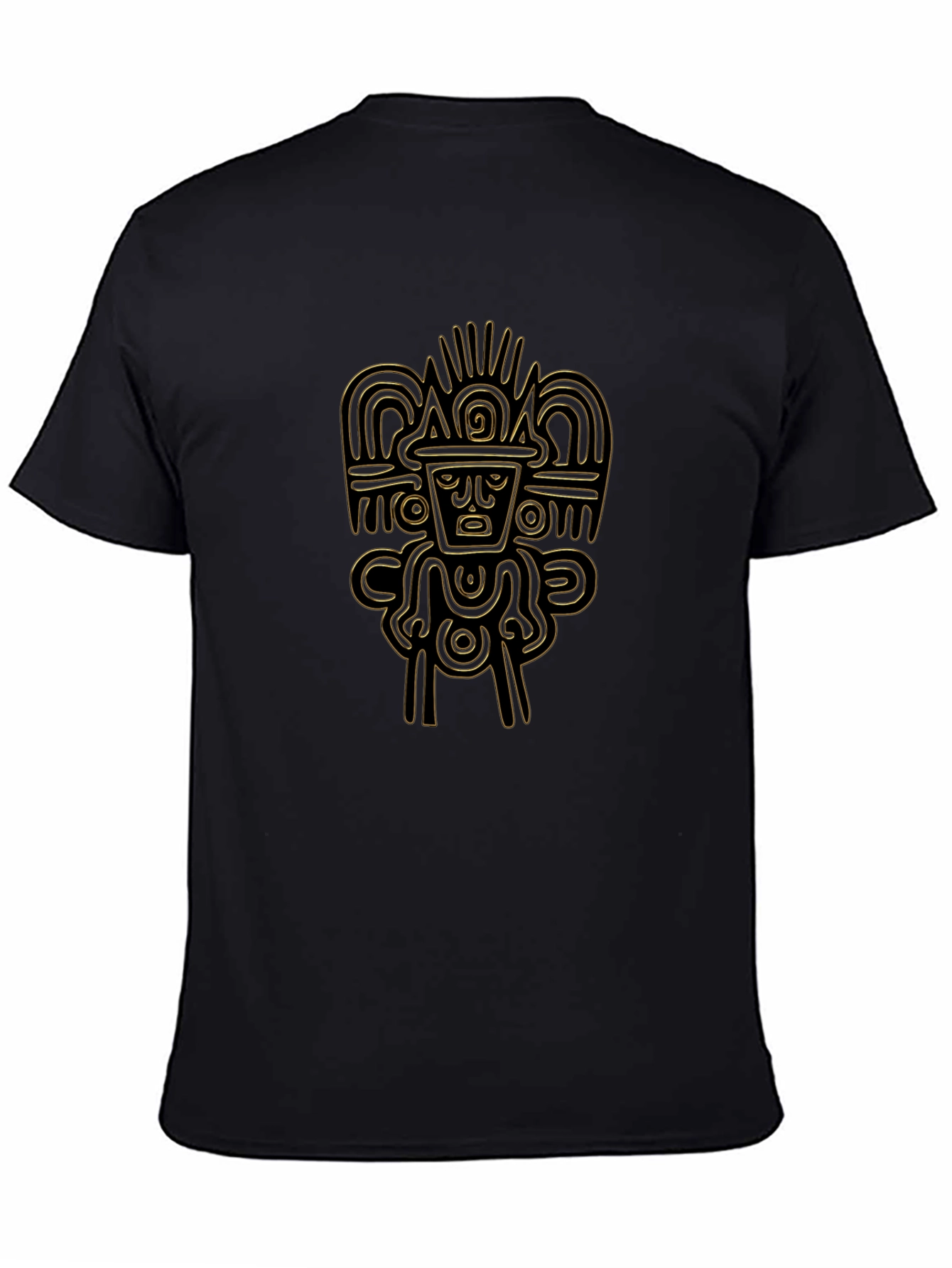 Aztec Gold Print Black T-Shirt