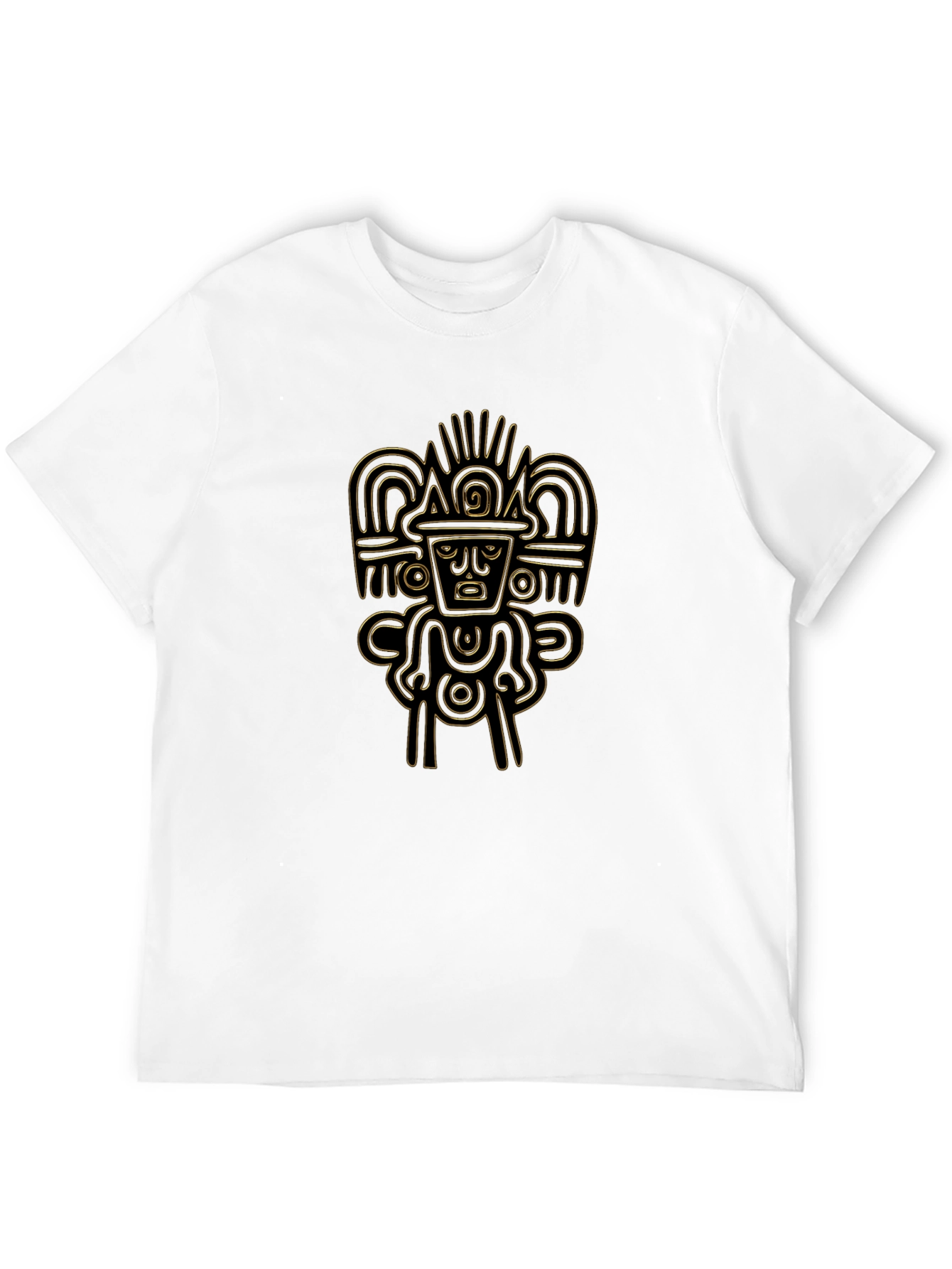 Aztec Gold Print Black T-Shirt