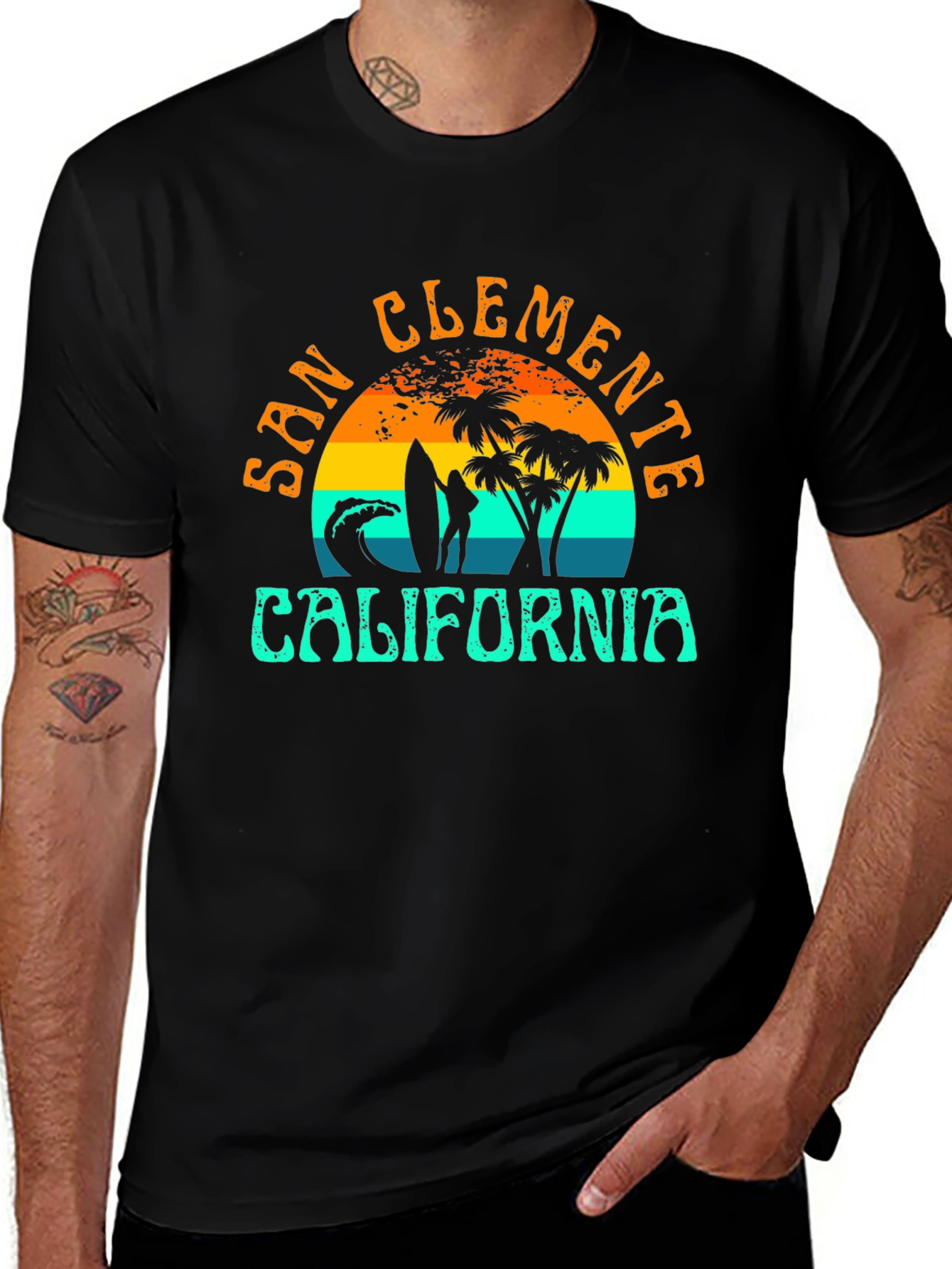 San Clemente California T-Shirt Retro Surf Design