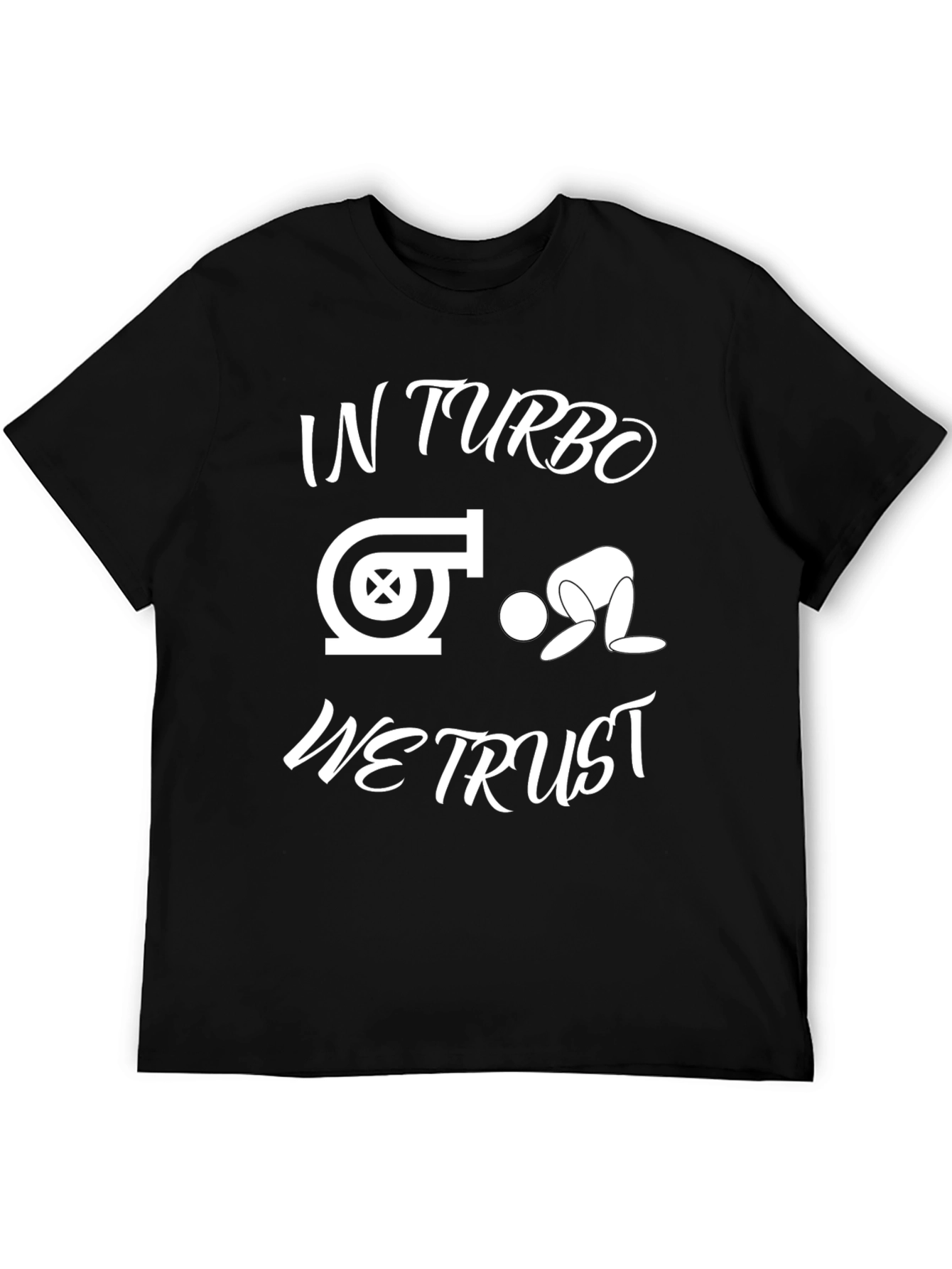 In Turbo We Trust Black Graphic T-Shirt