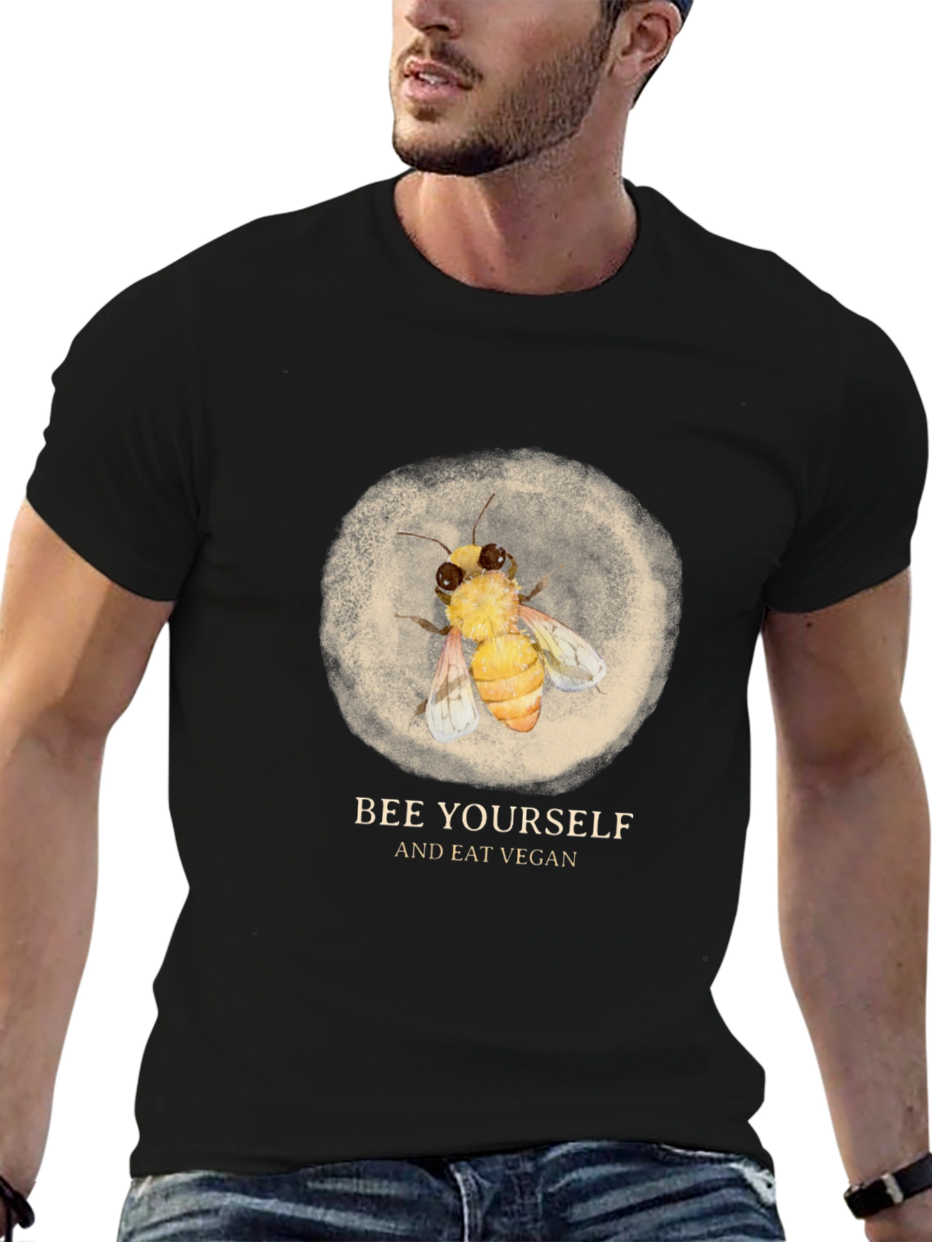 Bee Yourself Vegan T-Shirt - Black Graphic Tee