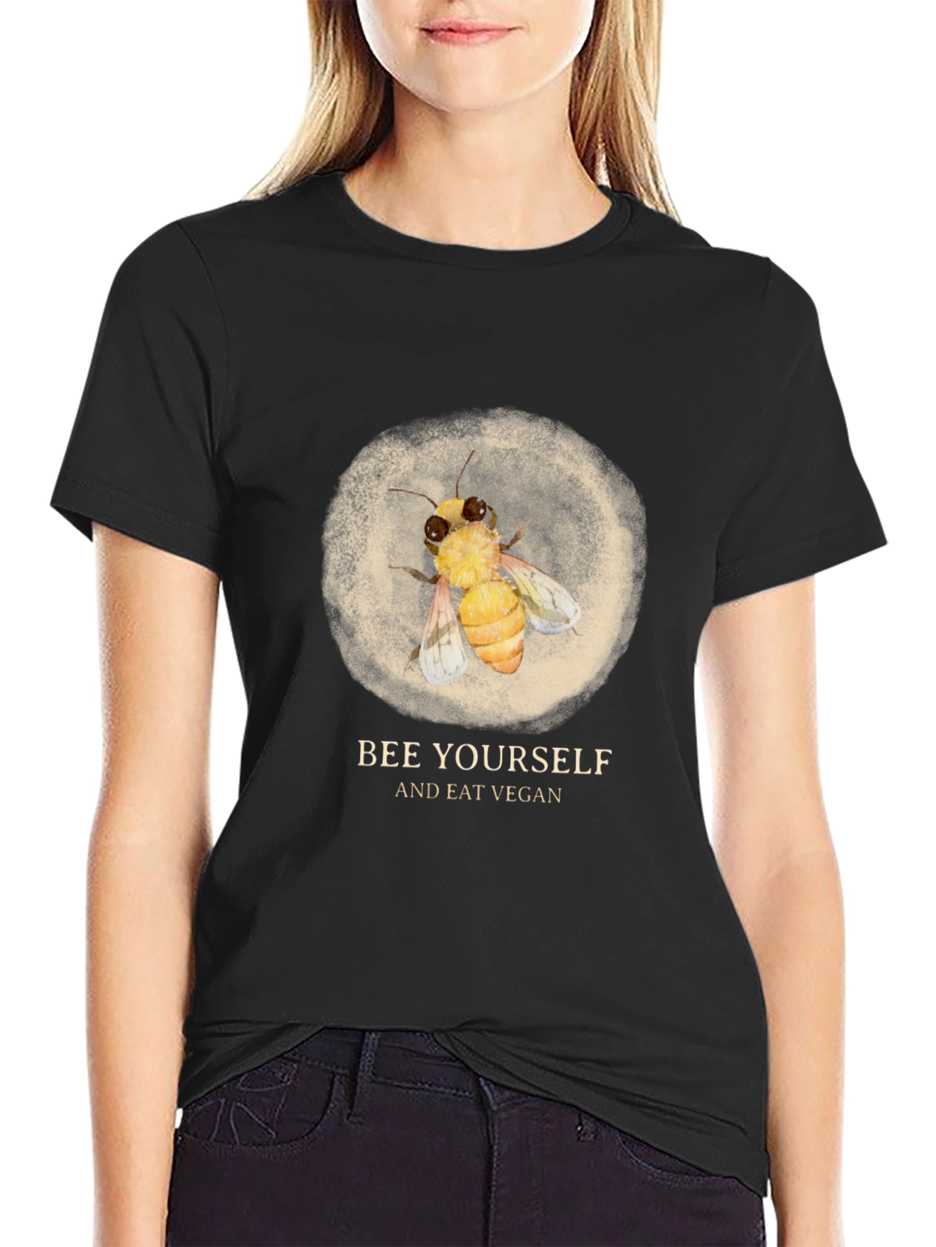 Bee Yourself Vegan T-Shirt - Black Graphic Tee