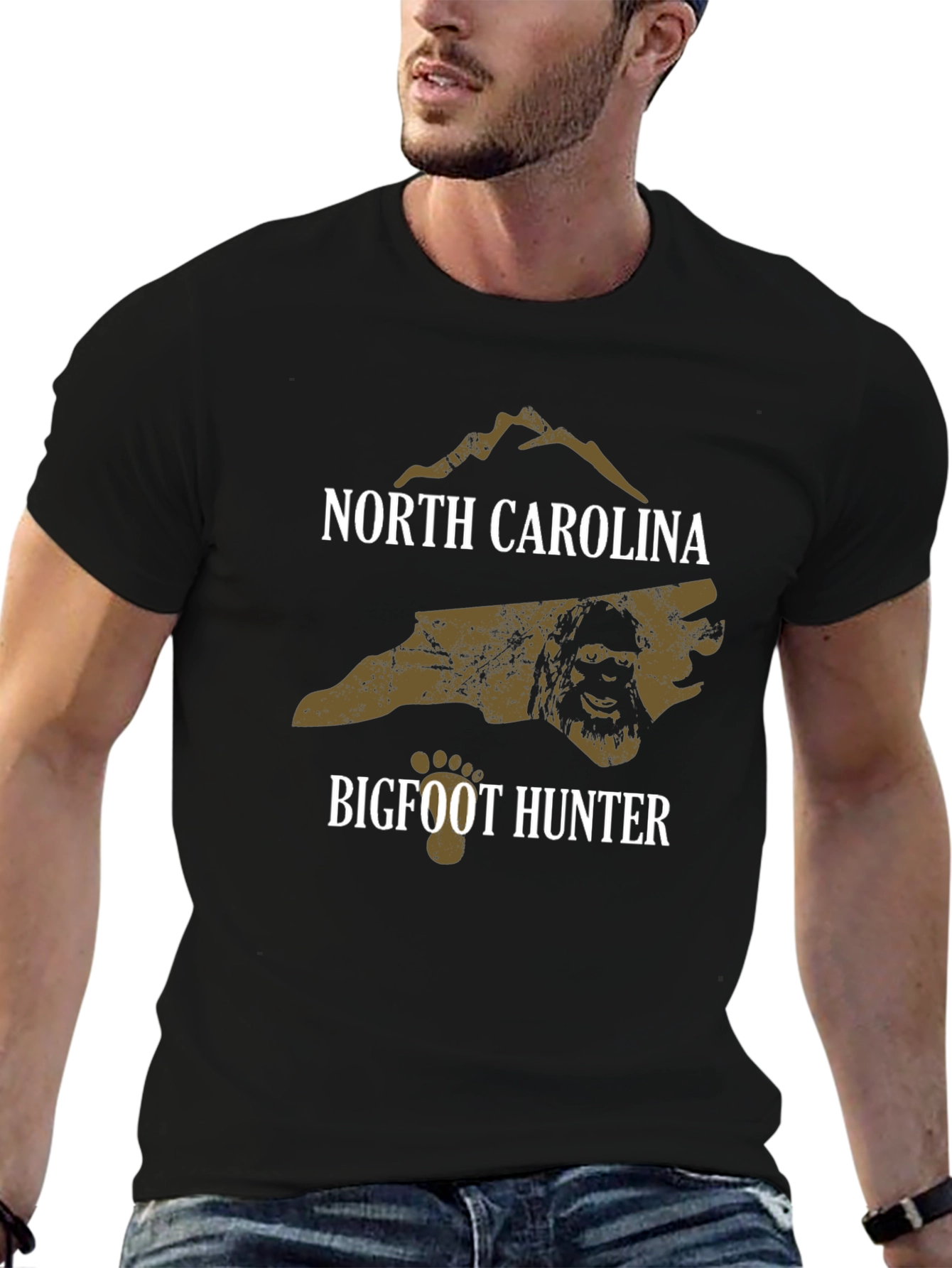 North Carolina Bigfoot Hunter Graphic T-Shirt