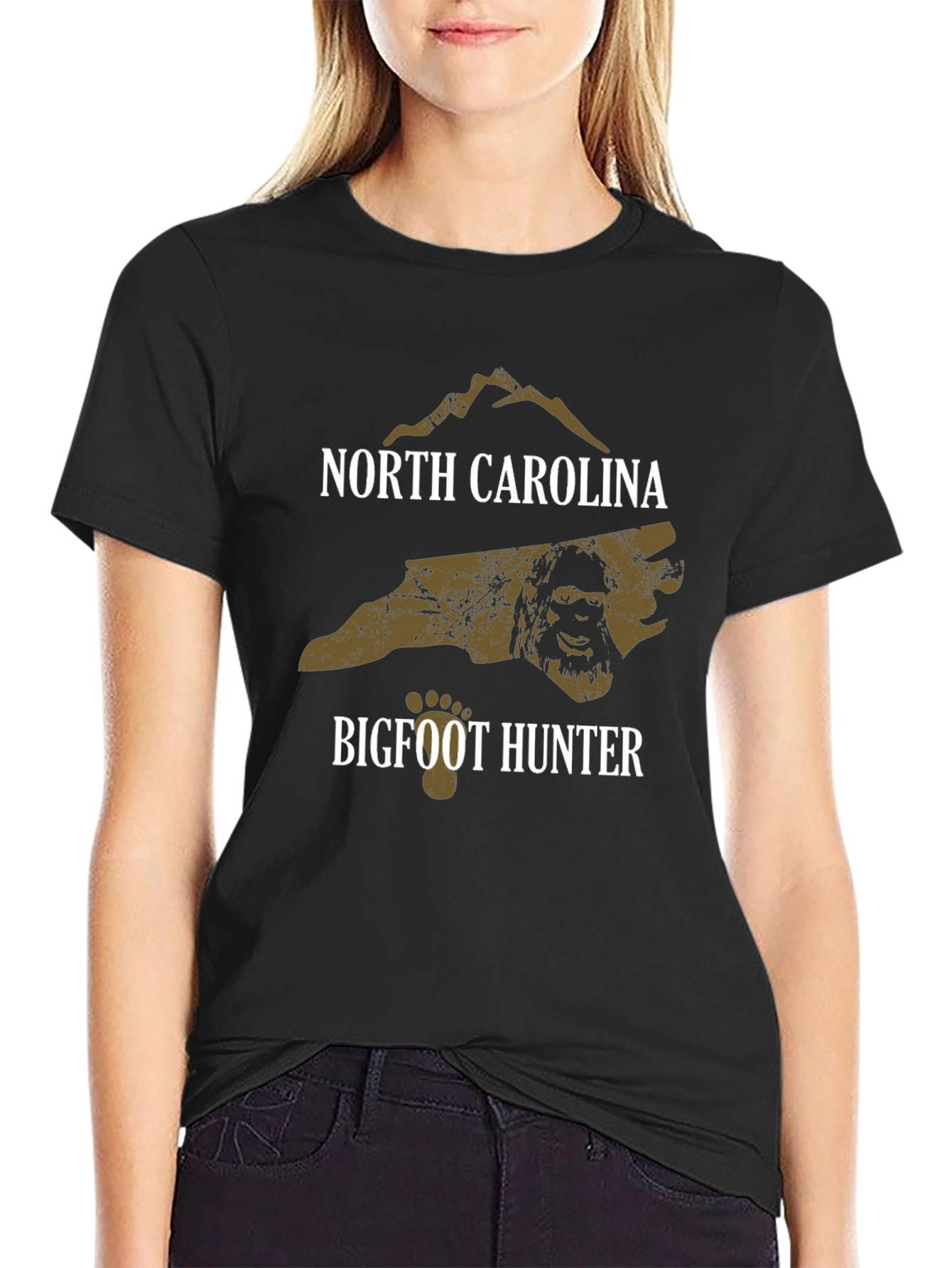 North Carolina Bigfoot Hunter Graphic T-Shirt