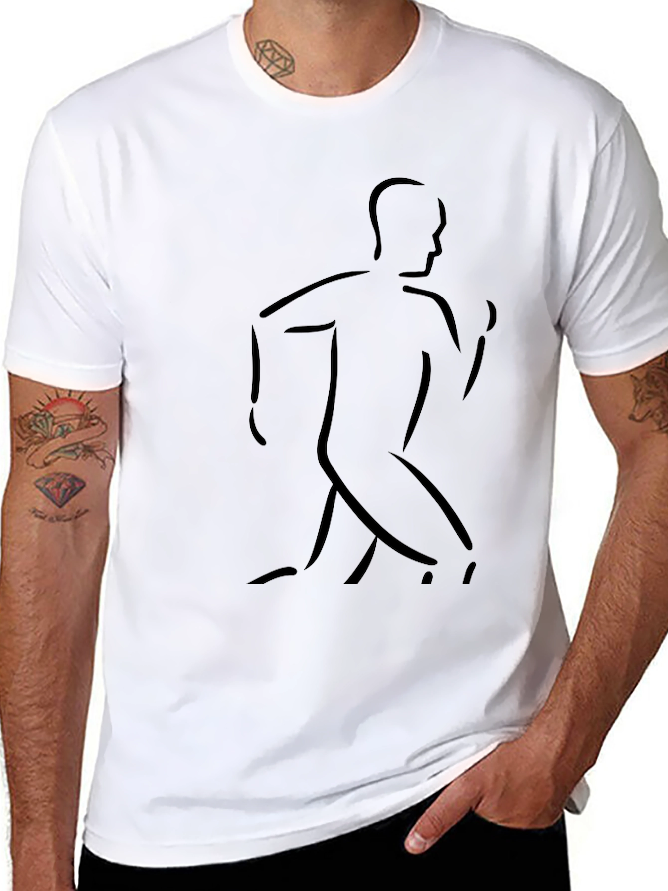 Mens Running Silhouette Graphic Tee - Black