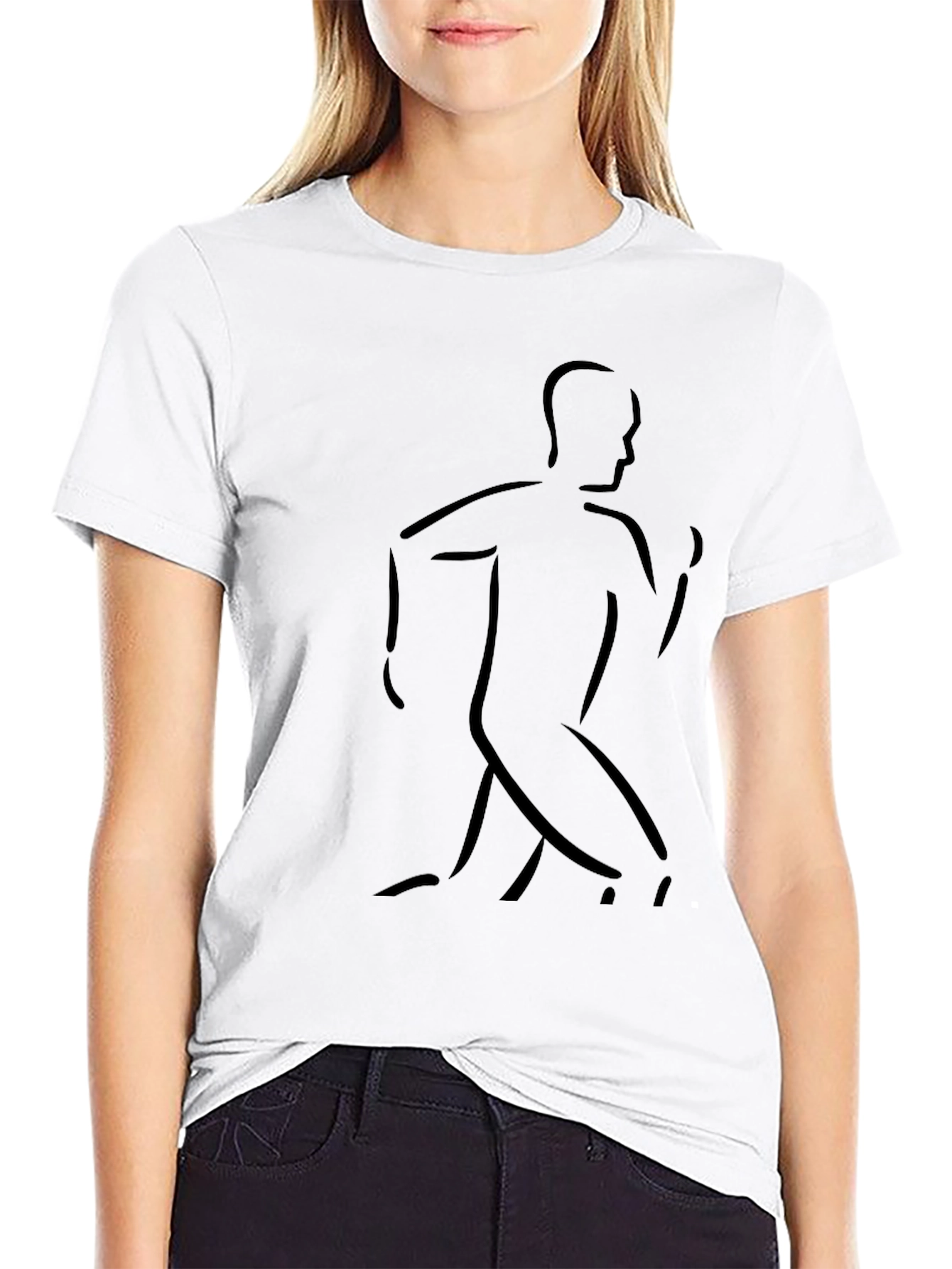 Mens Running Silhouette Graphic Tee - Black